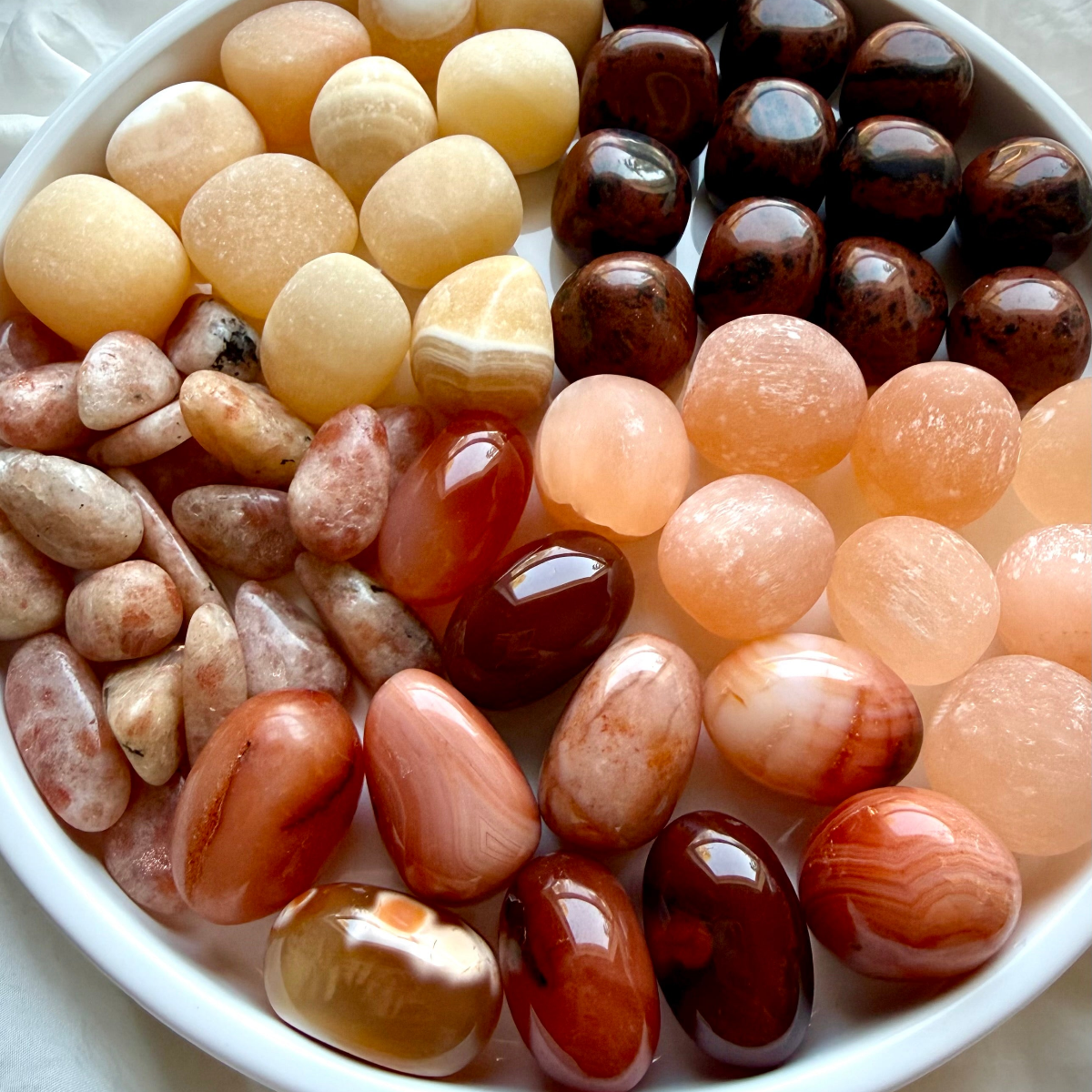 Crystals for energy and vitality including Carnelian and energizing orange stones for motivation, confidence and personal power