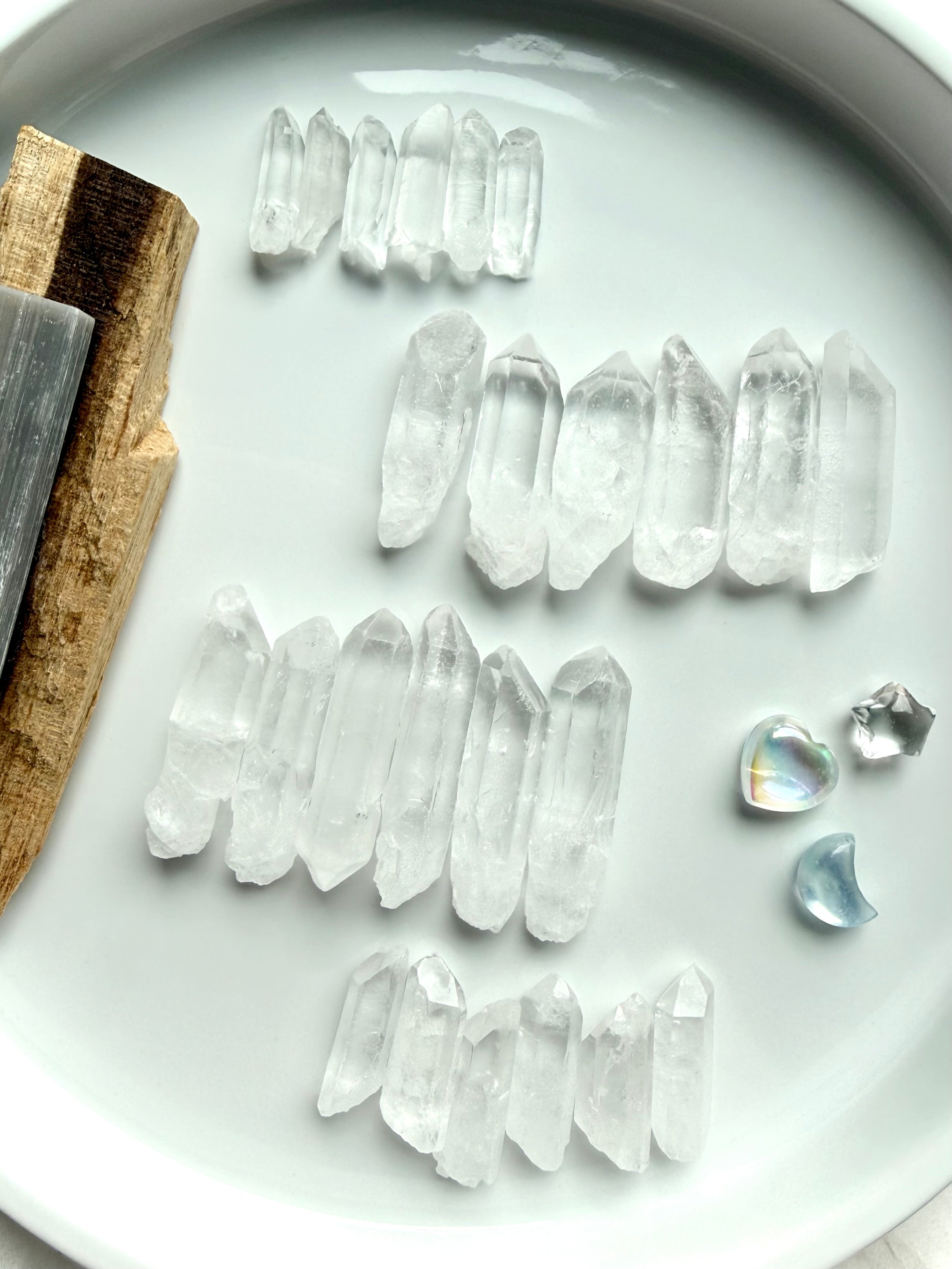 Small clear quartz crystal points in curated sets of 6, natural raw quartz for crystal grids and jewelry making