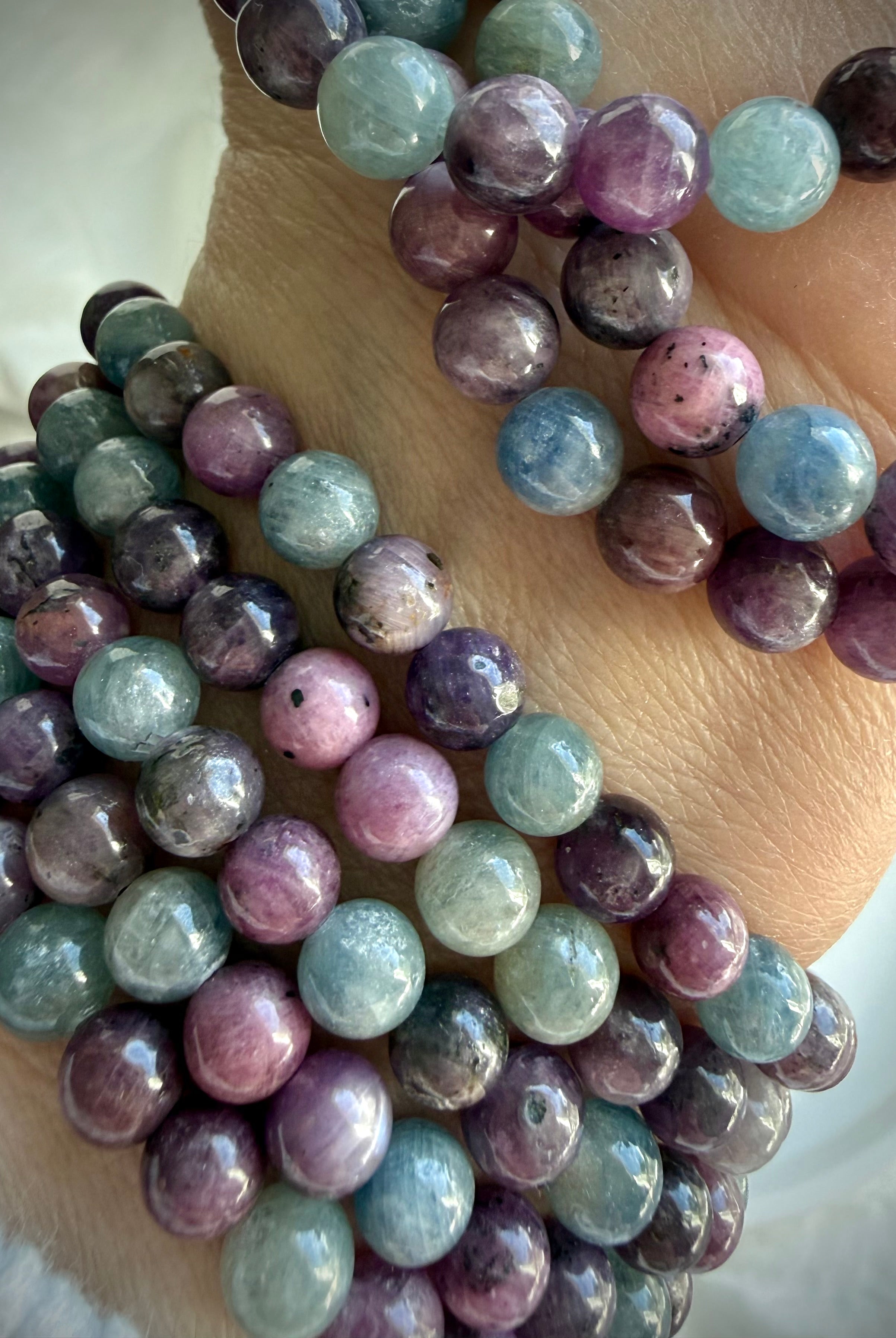Ruby Sapphire crystal bead bracelets in assorted sizes for intuition wisdom inner strength and Heart Chakra healing