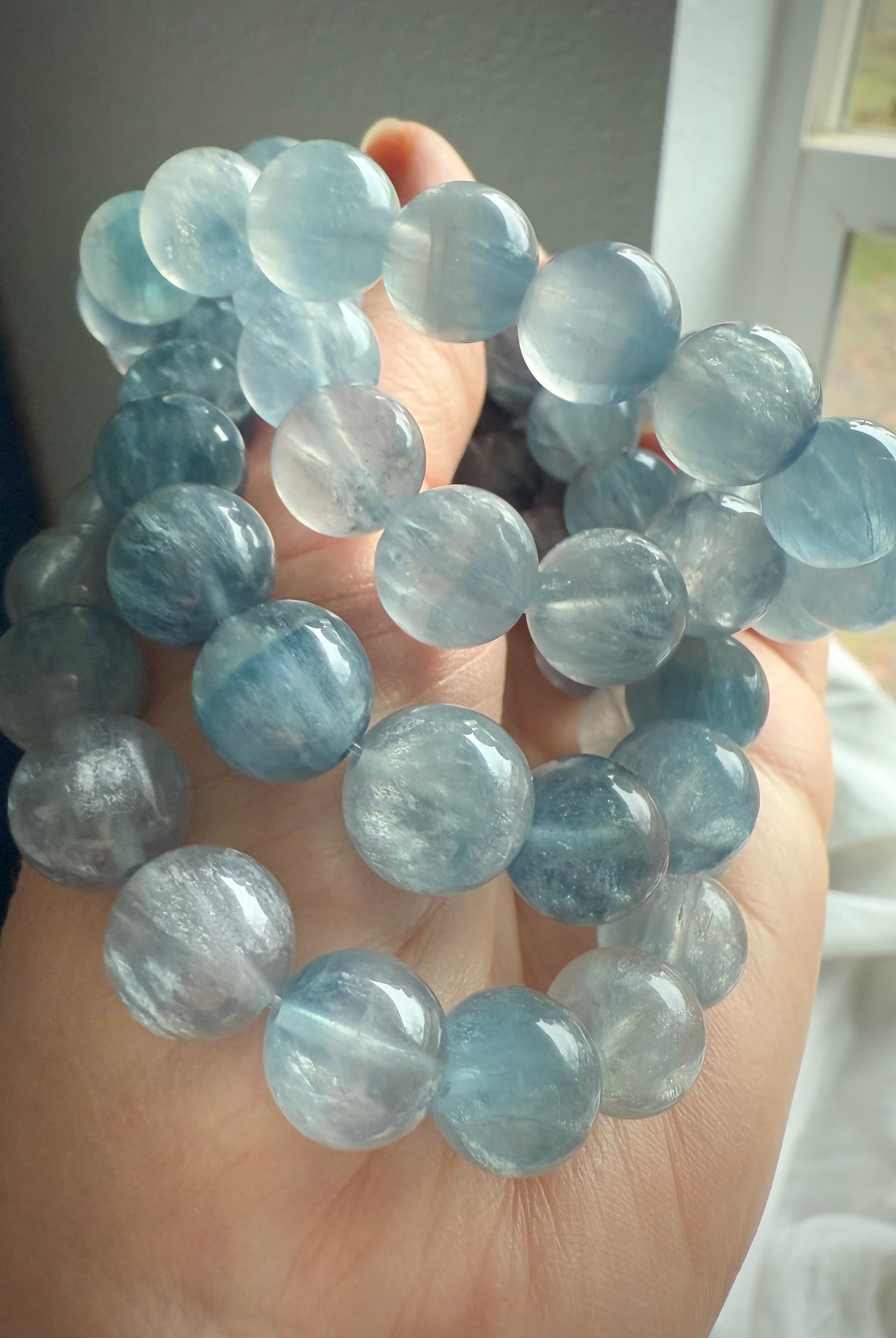 High quality Ice Blue Fluorite Bracelets with lovely translucence + ethereal shimmer