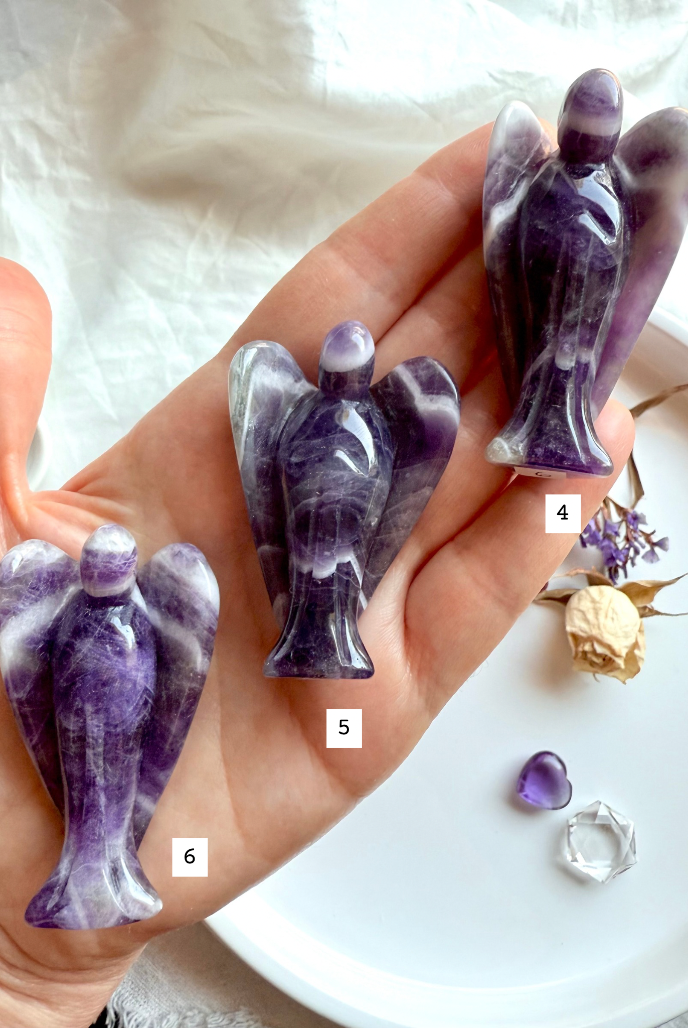Choose your own Dream Amethyst angel – hand-carved purple crystal guardian