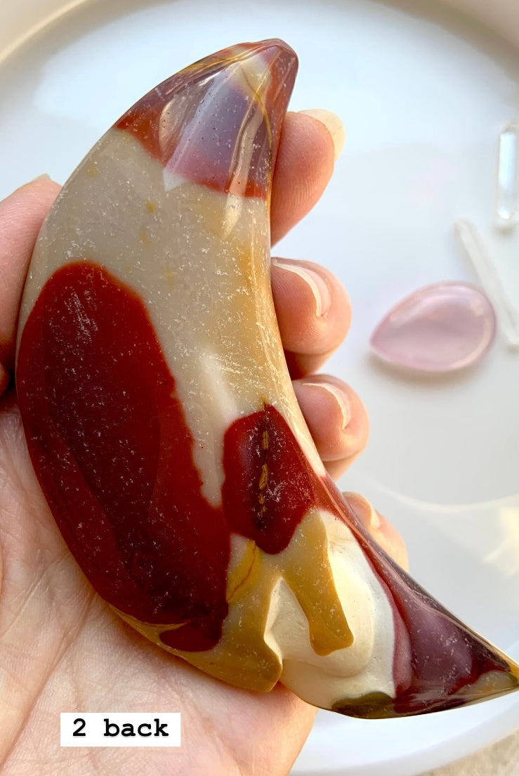 Closeup of Mookaite jasper moon # 2, back side