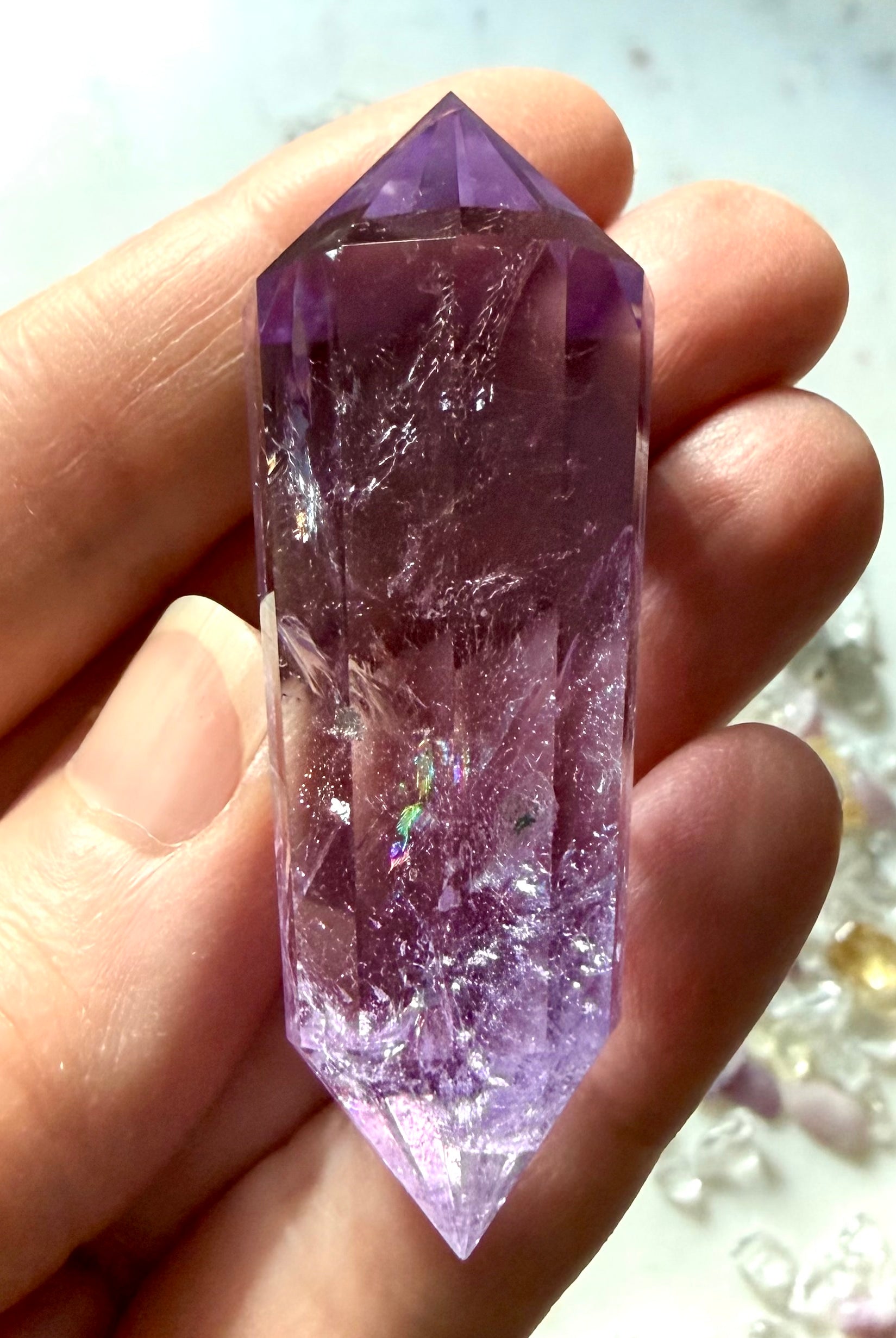 Rare 12-sided Vogel double terminated Amethyst crystal wand for meditation and energy work
