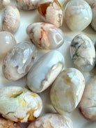 High quality Flower Agate tumbled stones with pretty cherry blossom chalcedony patterns