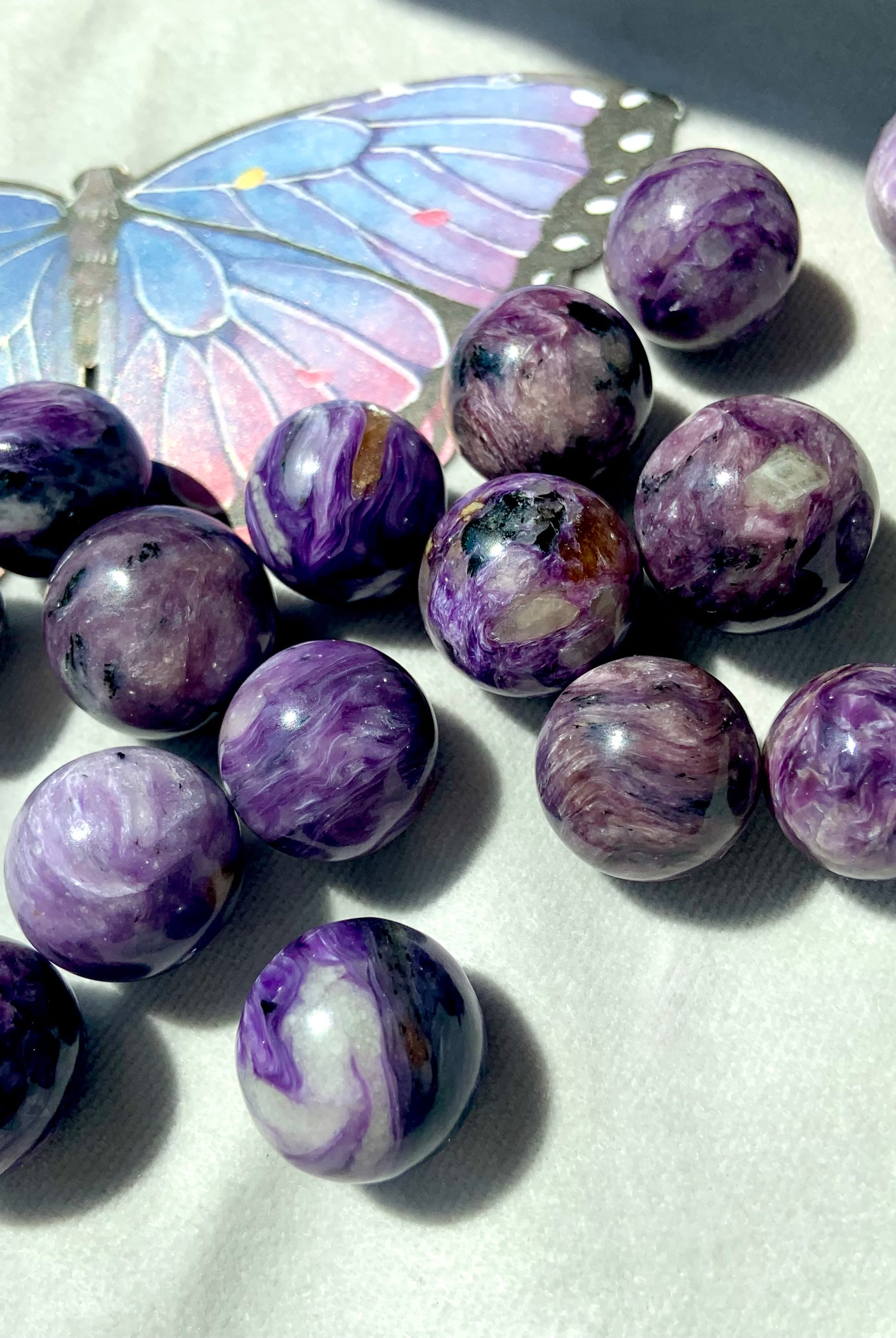 Charoite is a calming Third Eye Chakra crystal with a transformational energy.