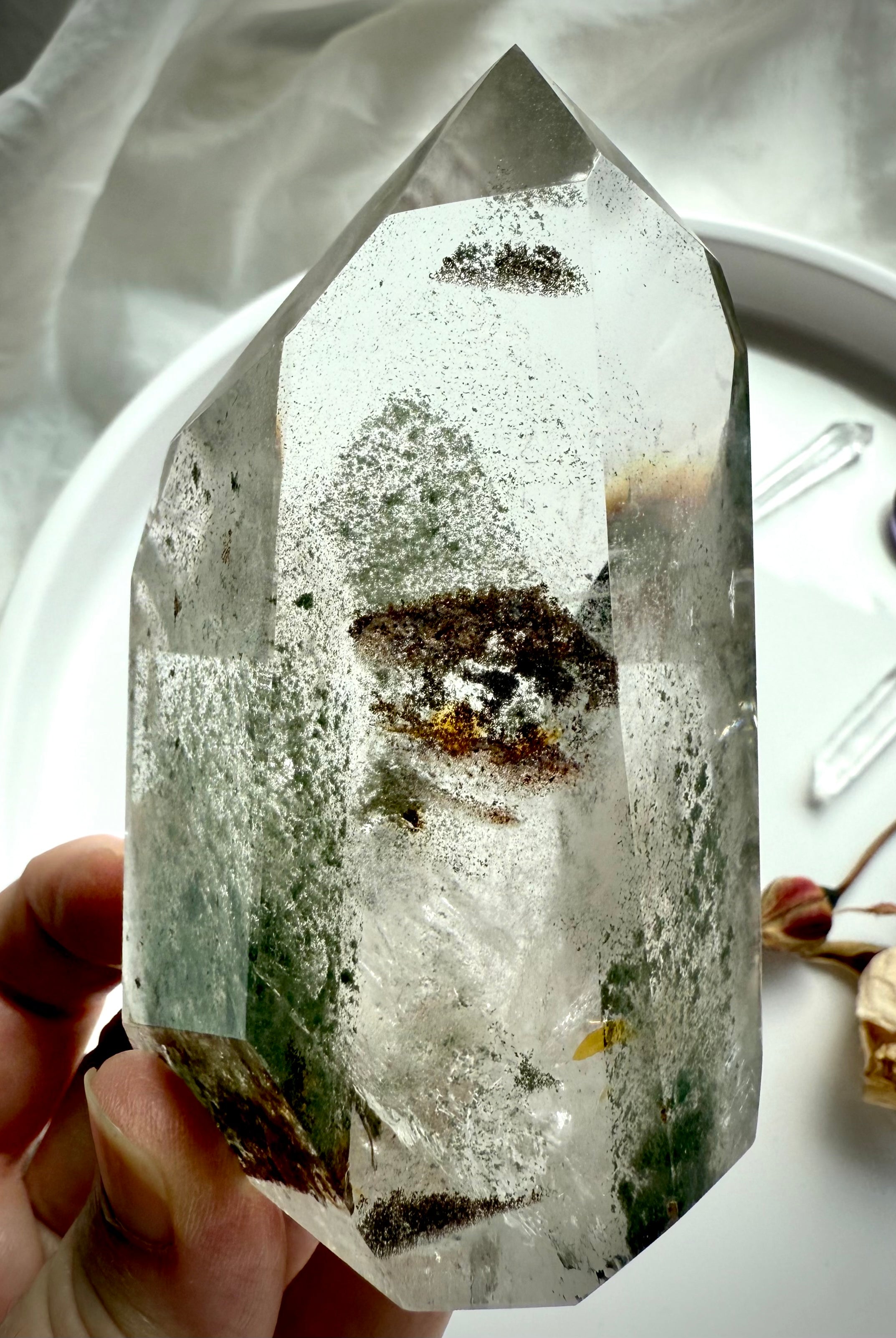 Collector-quality Scenic Quartz tower with phantom growth layers and clear Quartz brilliance