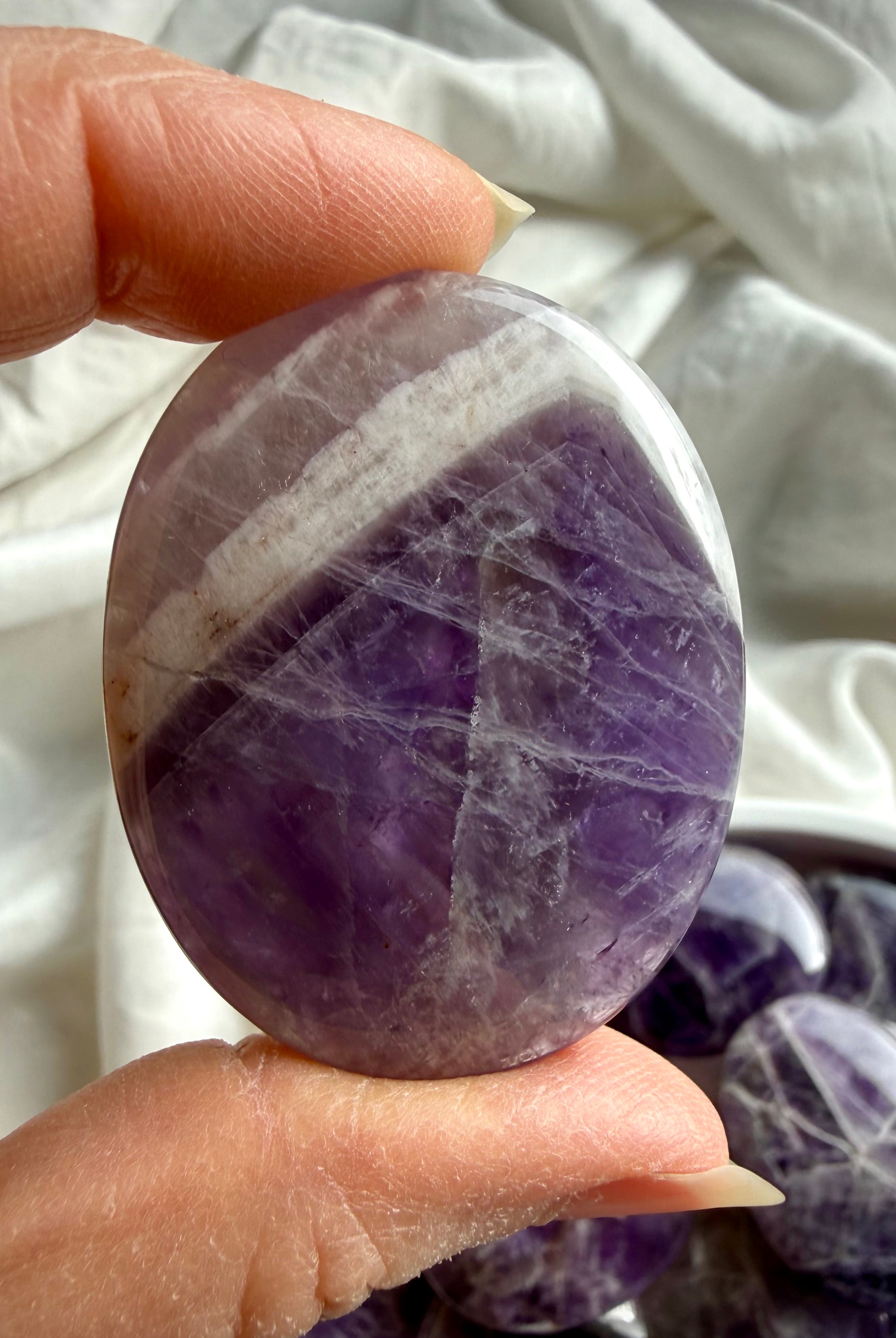 dream amethyst pocket stone for calming anxiety and supporting restful sleep