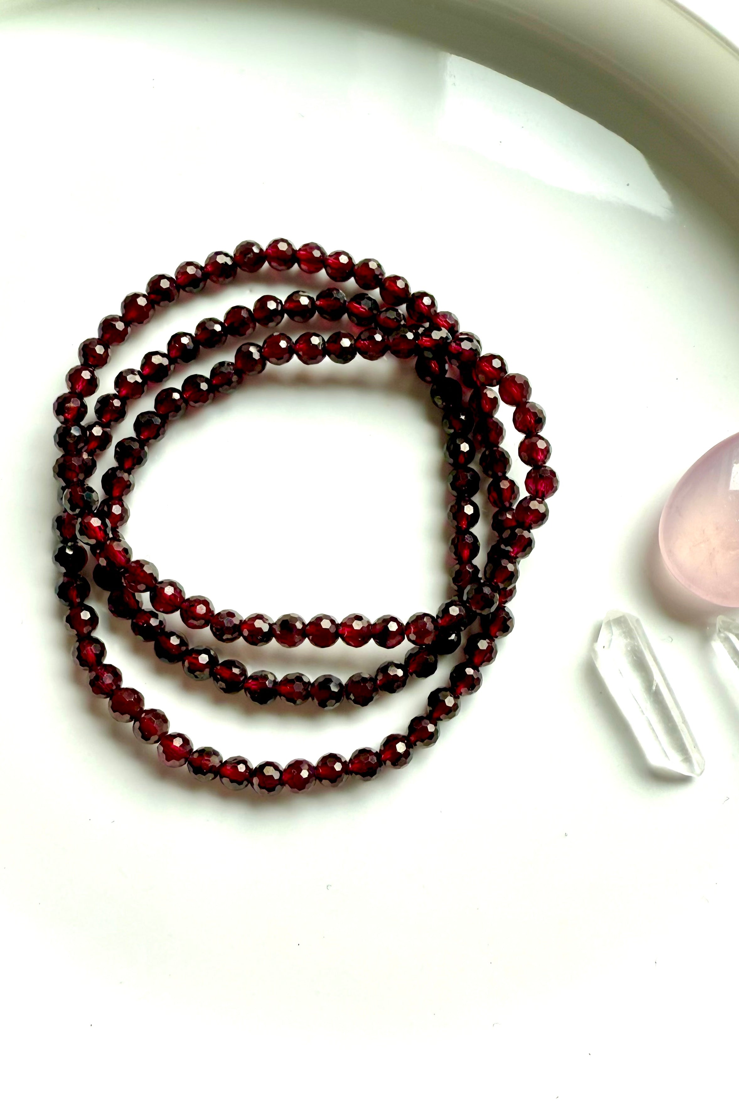 Faceted Almandine Garnet Bracelet wraps around your wrist 3 times or can be worn as a necklace