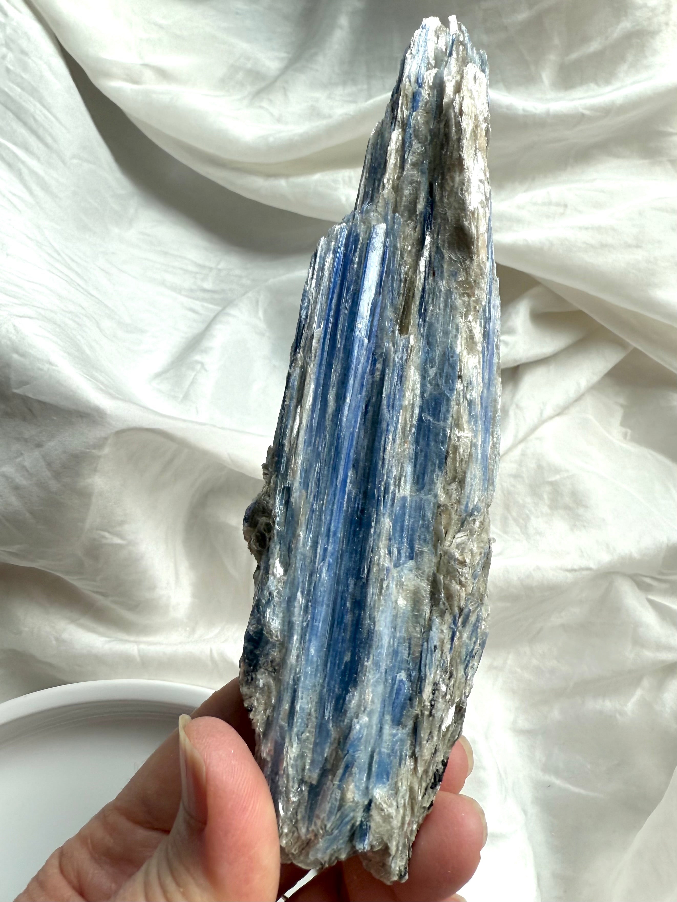 One of a kind raw blue kyanite + muscovite specimen with silvery mica shimmer, natural high vibration healing crystal