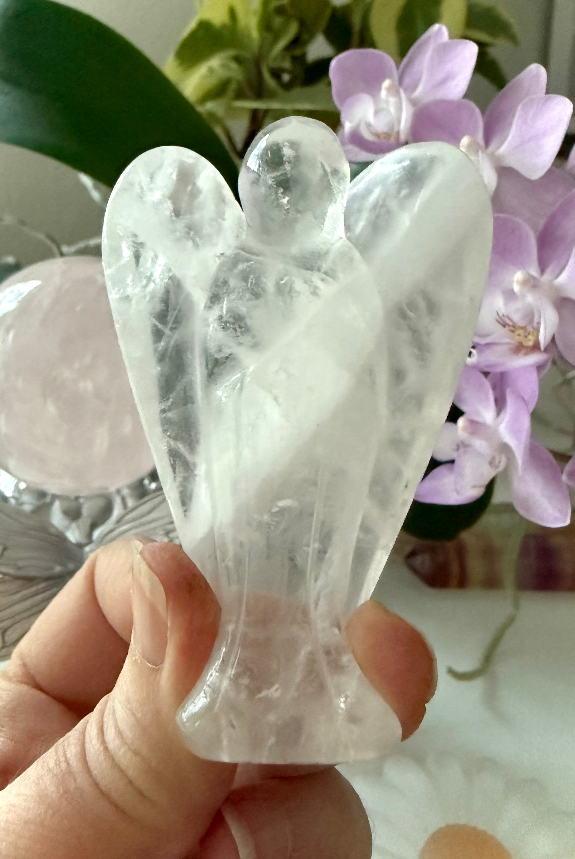This Quartz Crystal Angel Carving easily fits in with any style of decor or color scheme