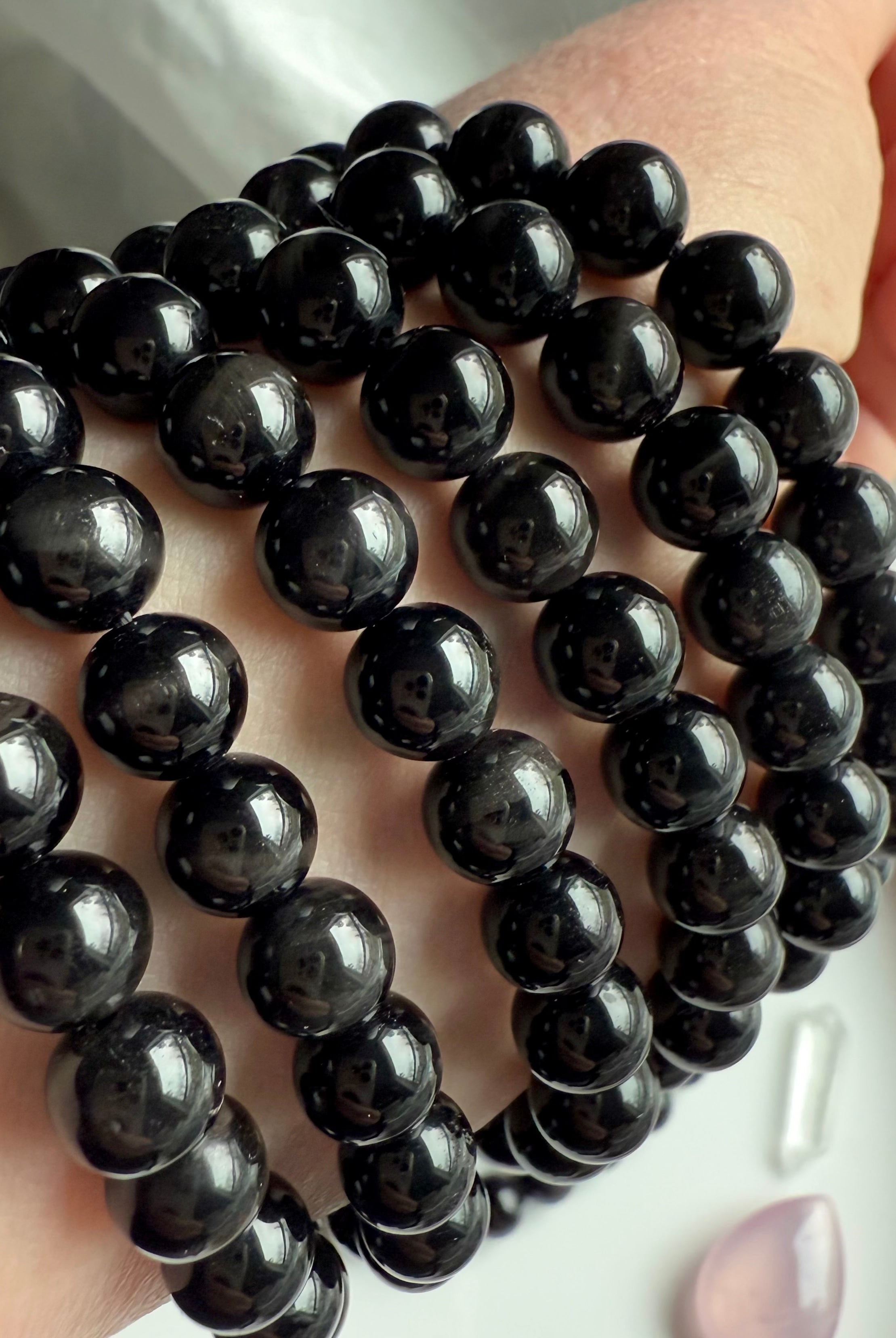 Wear your glossy Black Tigers Eye Bracelet with tigers eye striations + cat’s eye shimmer