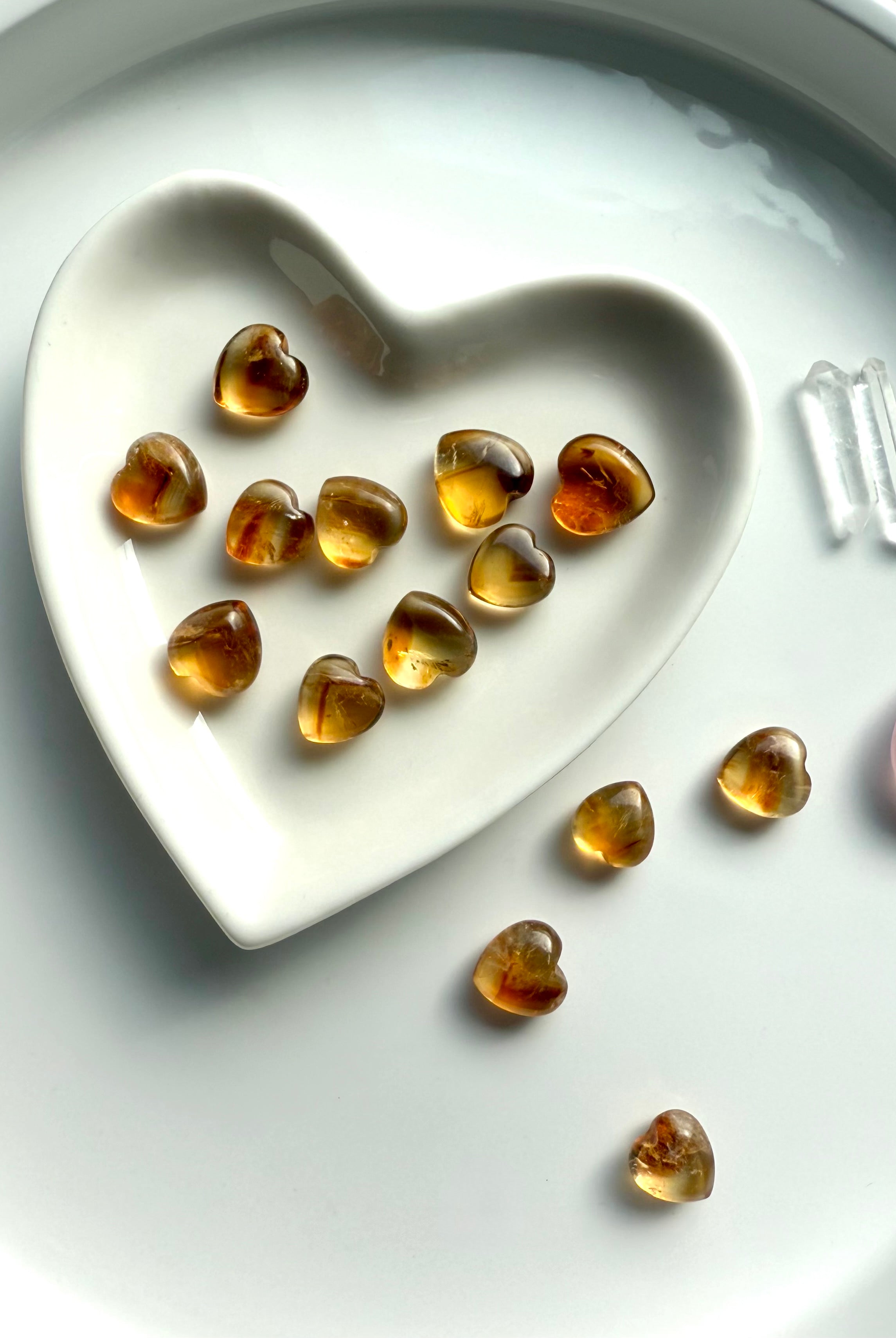Mini Citrine Crystal Hearts uplift the spirit, bringing joyful energy into your life.