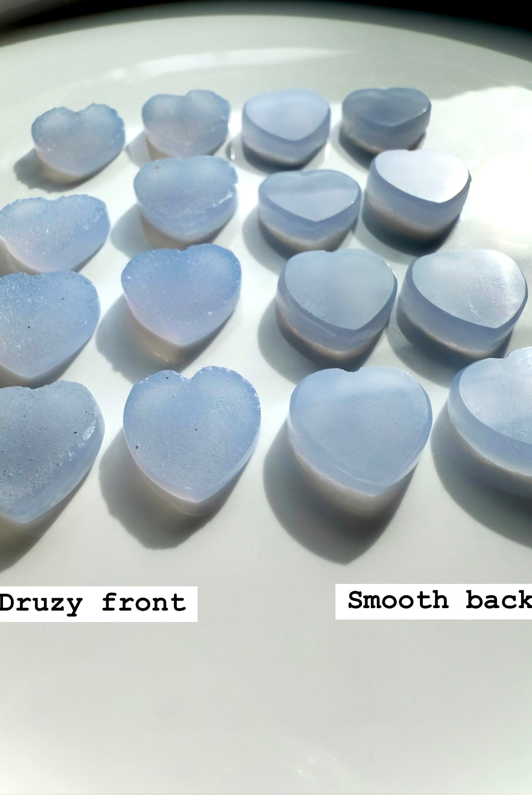 polished on one side + sparkly druzy on the other