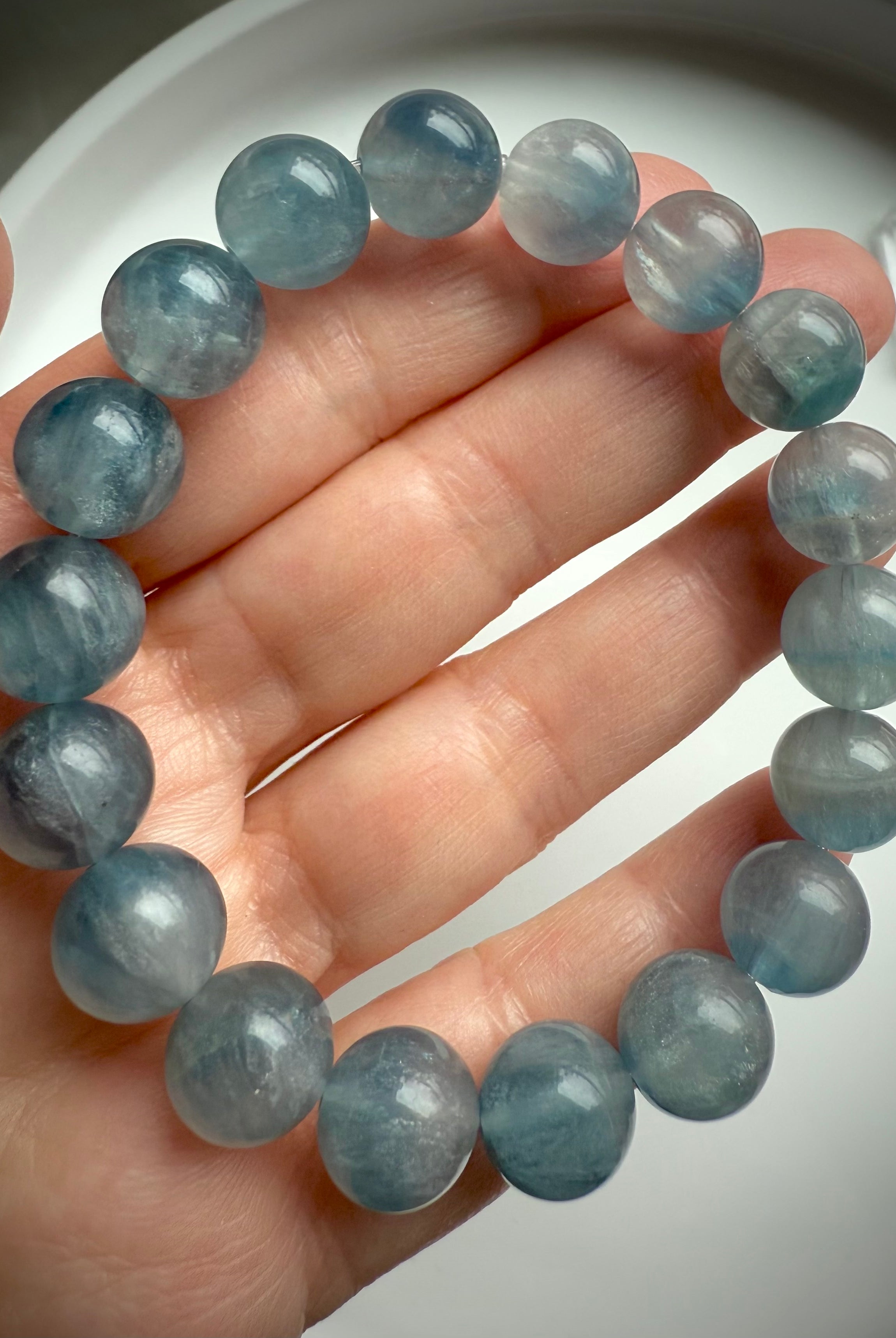High quality Ice Blue Fluorite Bracelets bring the mermaid goddess vibes