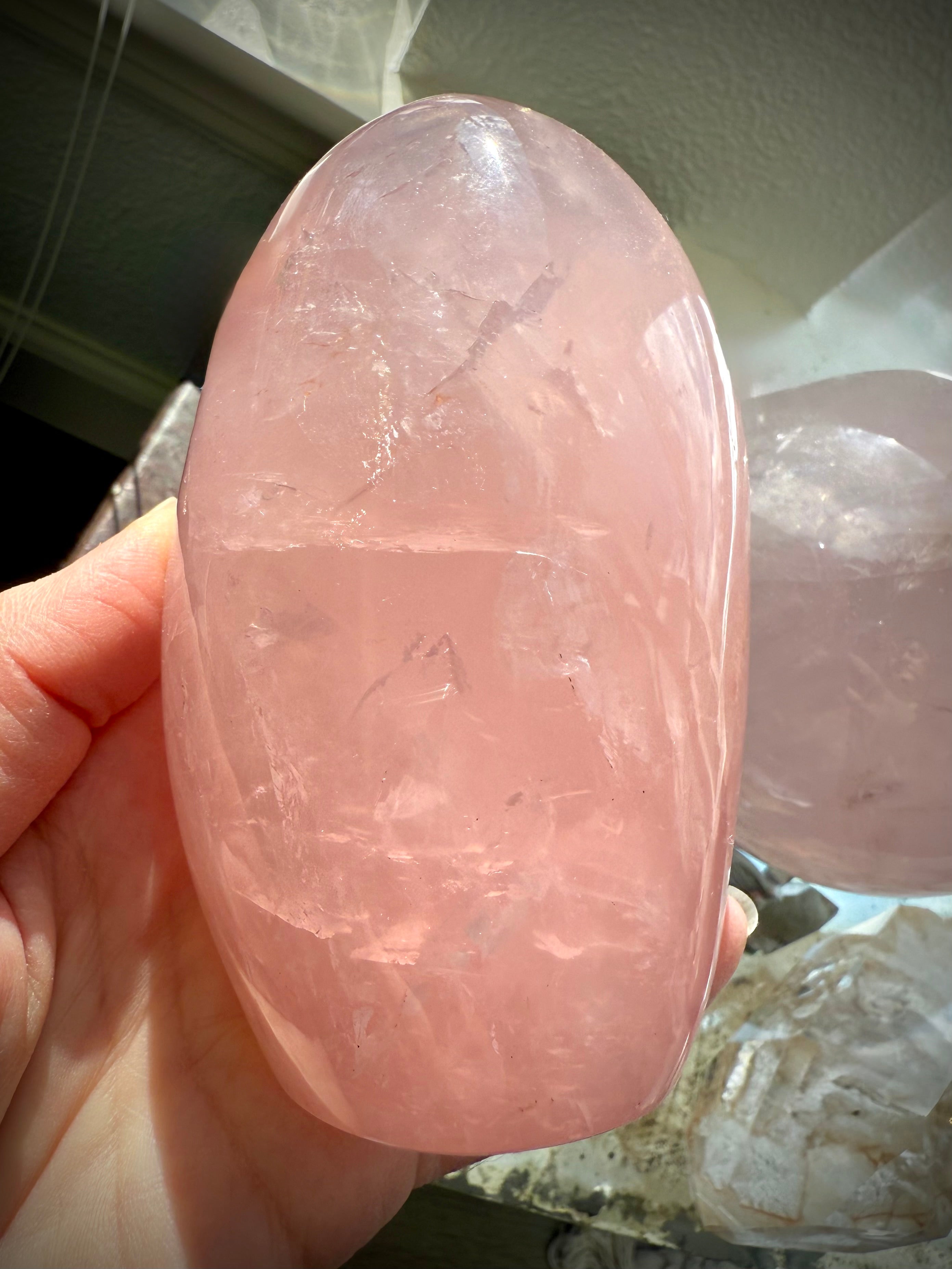Rose Quartz is a heart chakra crystal emanating calming, peaceful energy and unconditional love