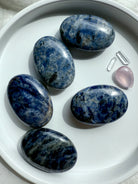 High quality blue Sodalite Palm Stones, a Throat Chakra crystal that helps you speak your truth