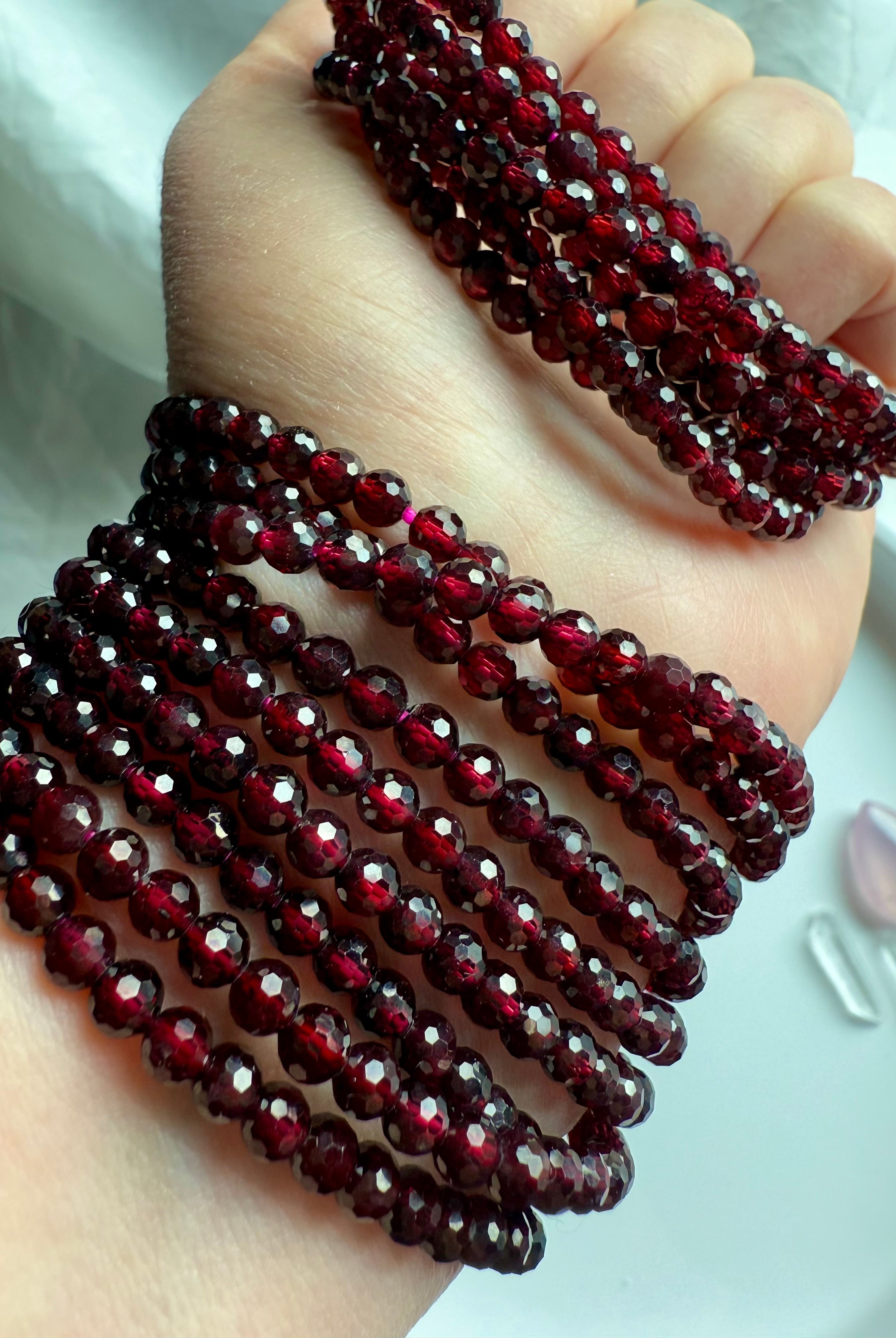 Faceted Almandine Garnet Bracelet with a lovely red color.