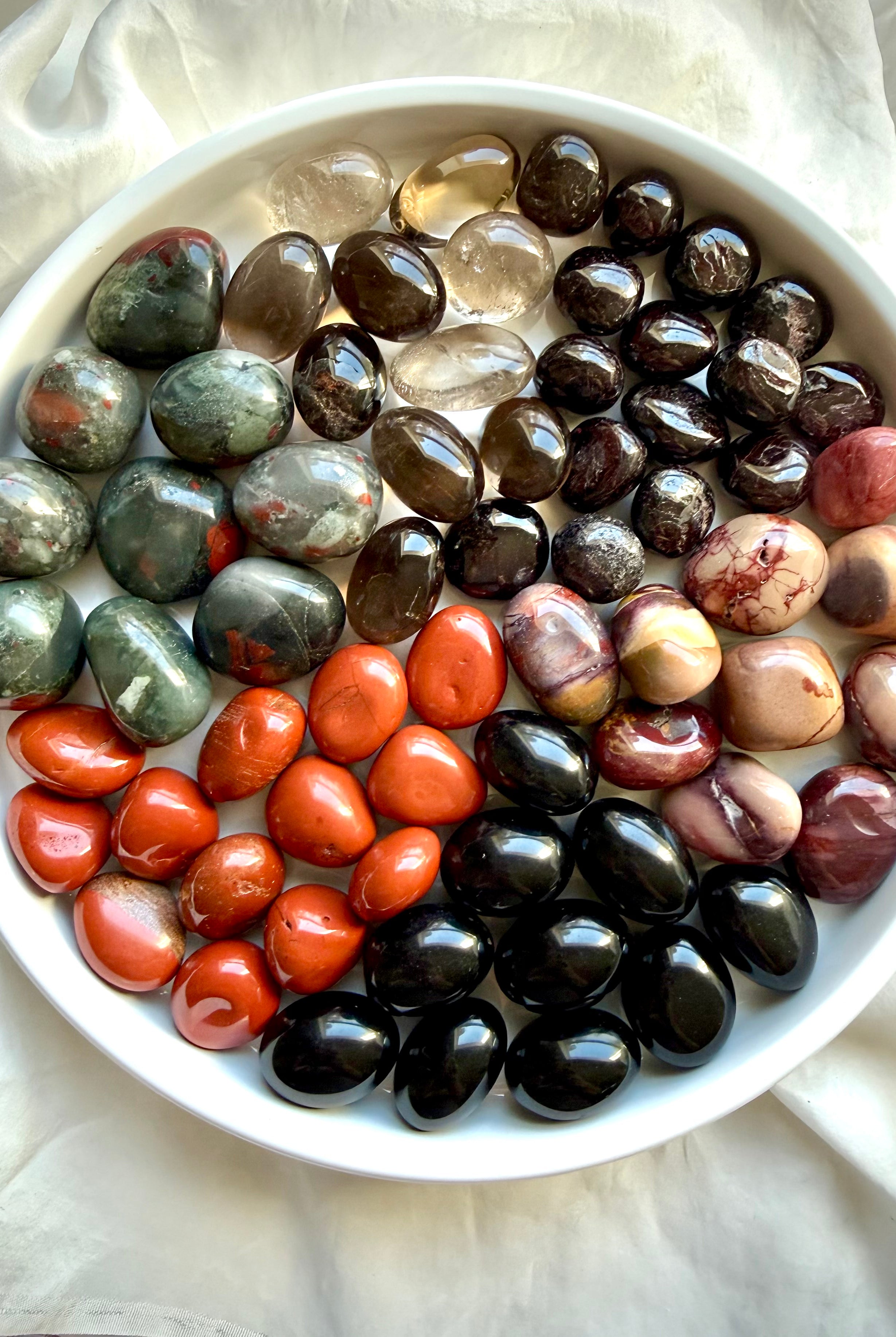 Root Chakra Crystal Set with six grounding healing stones for meditation, protection, stability, and energy work