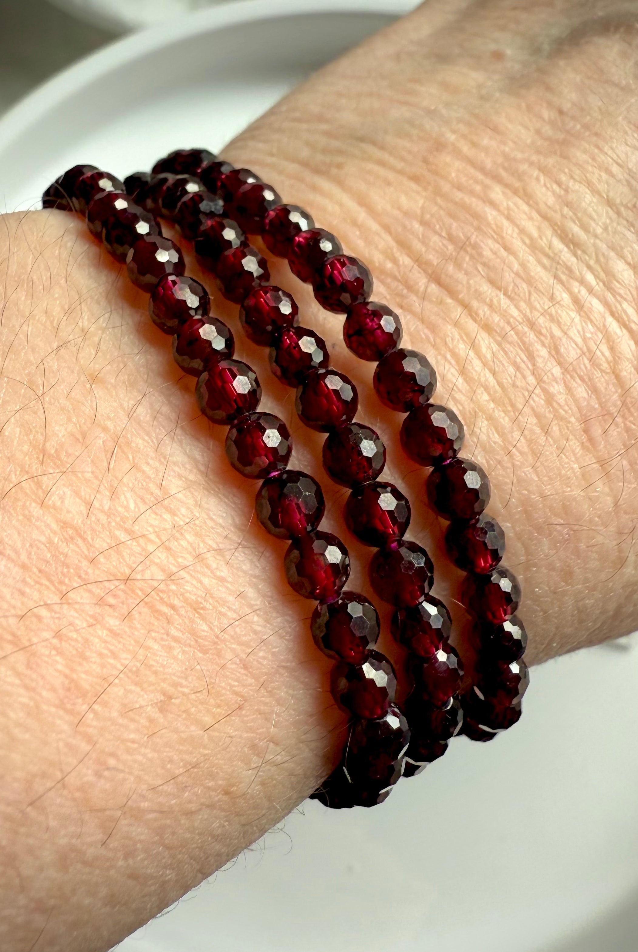 The long strand Faceted Almandine Garnet Wrap Bracelet can also be worn as a necklace