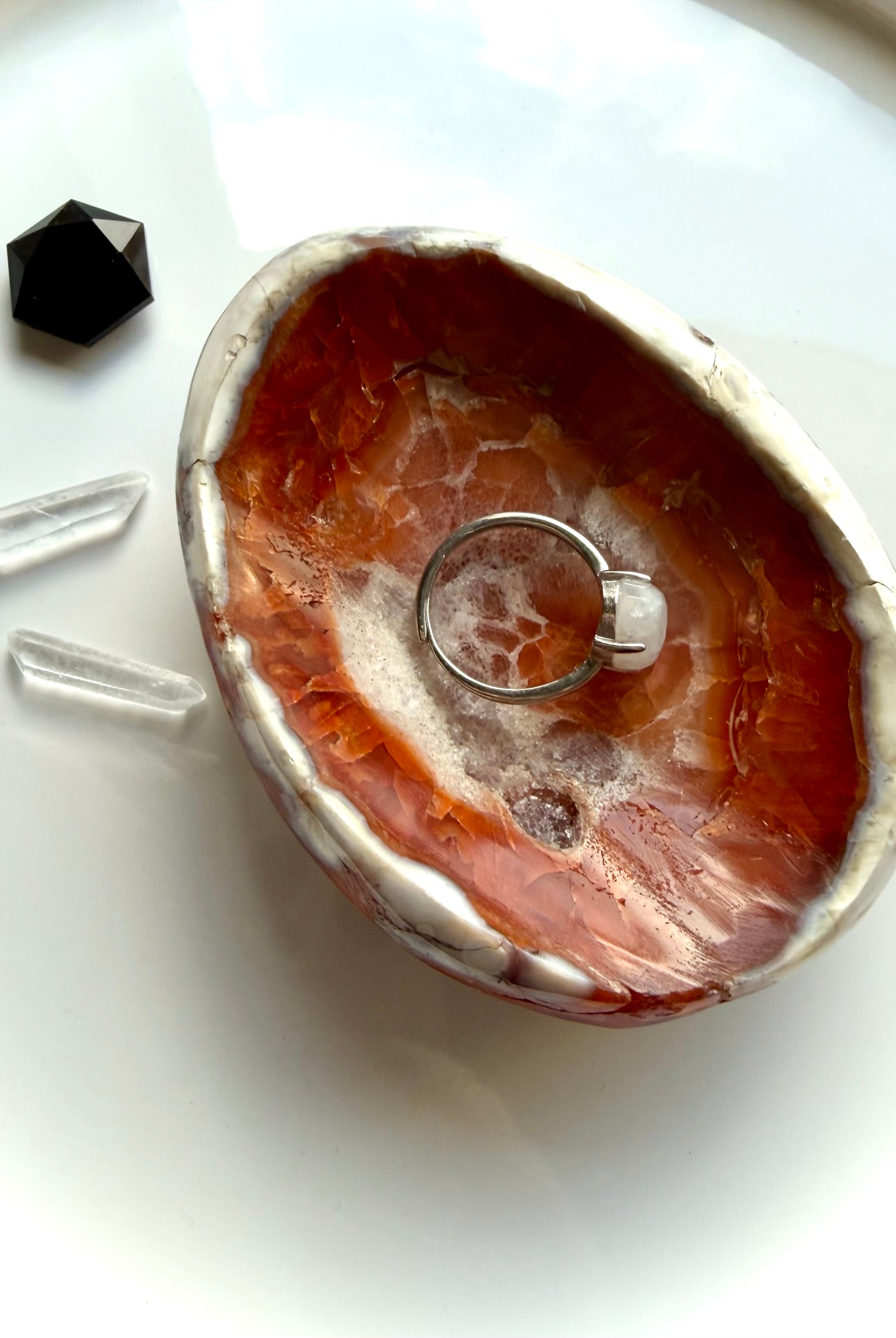 polished carnelian crystal dish for altar decor and sacred space styling