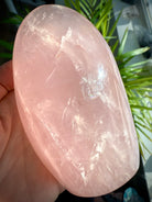Saturated pink Rose Quartz Crystal from Madagascar with rainbows, silver flash + cats eye asterism