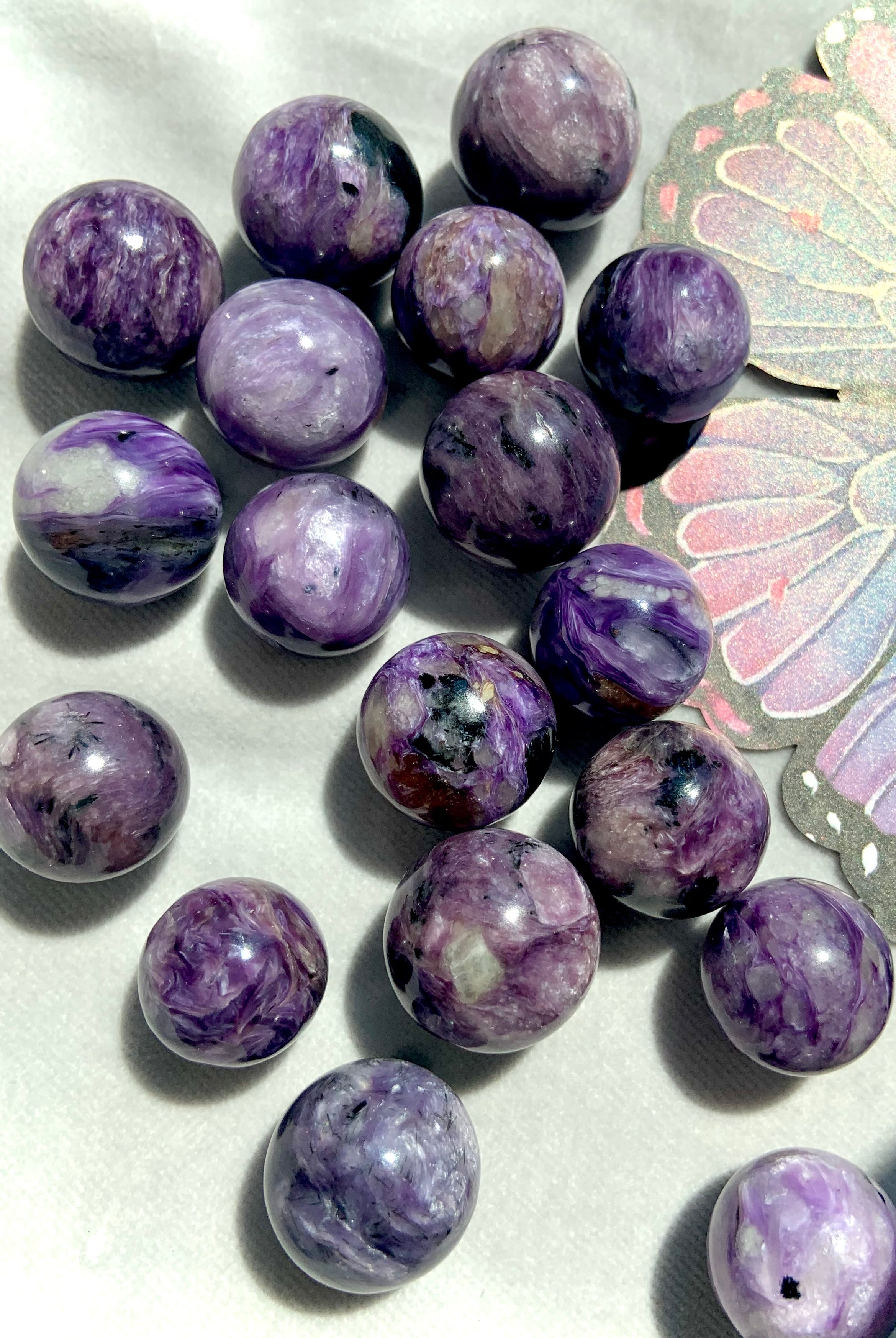 Purple Charoite mini spheres