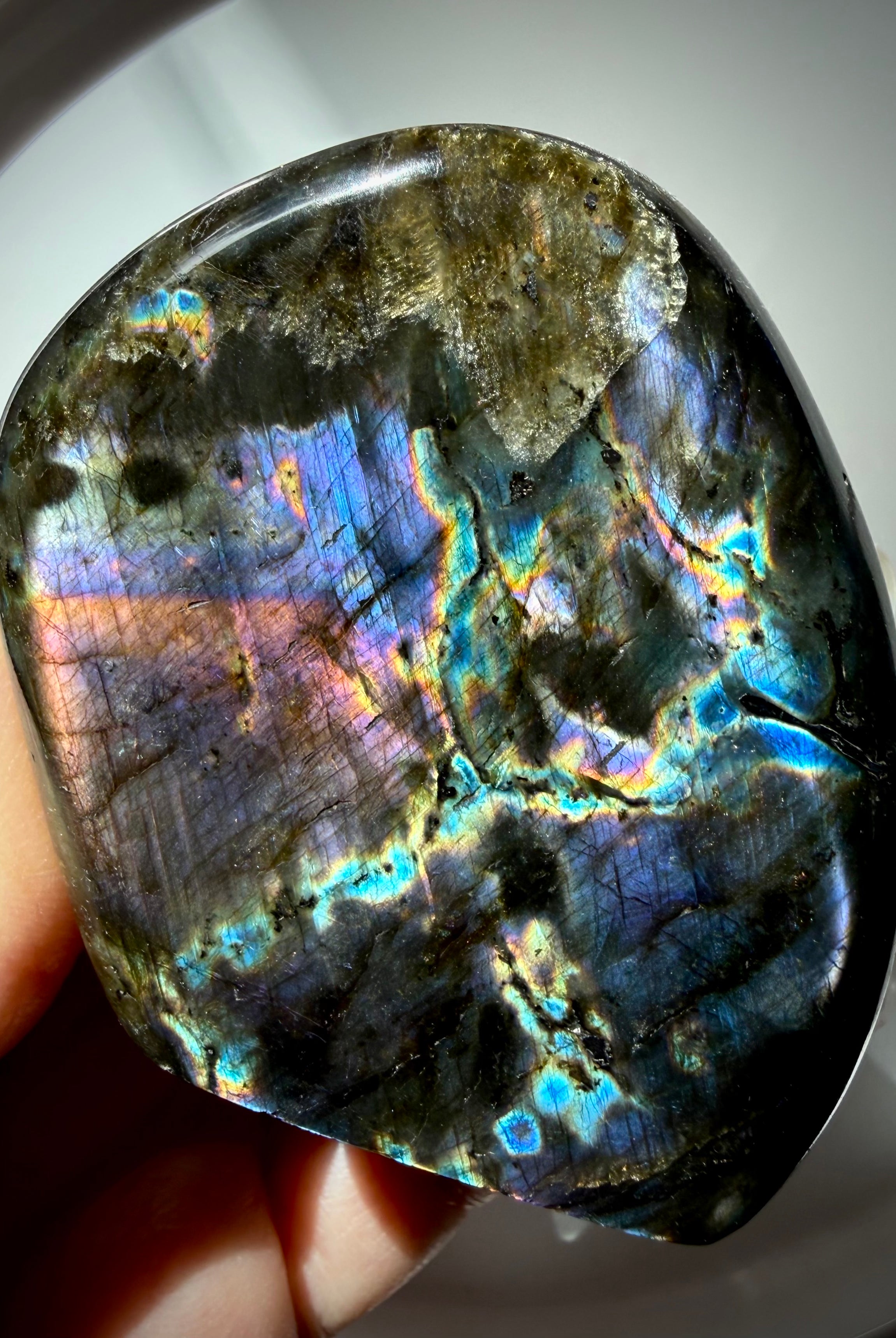 Polished Rainbow Labradorite freeform with multicolor labradorescence for Third Eye and Crown Chakra work