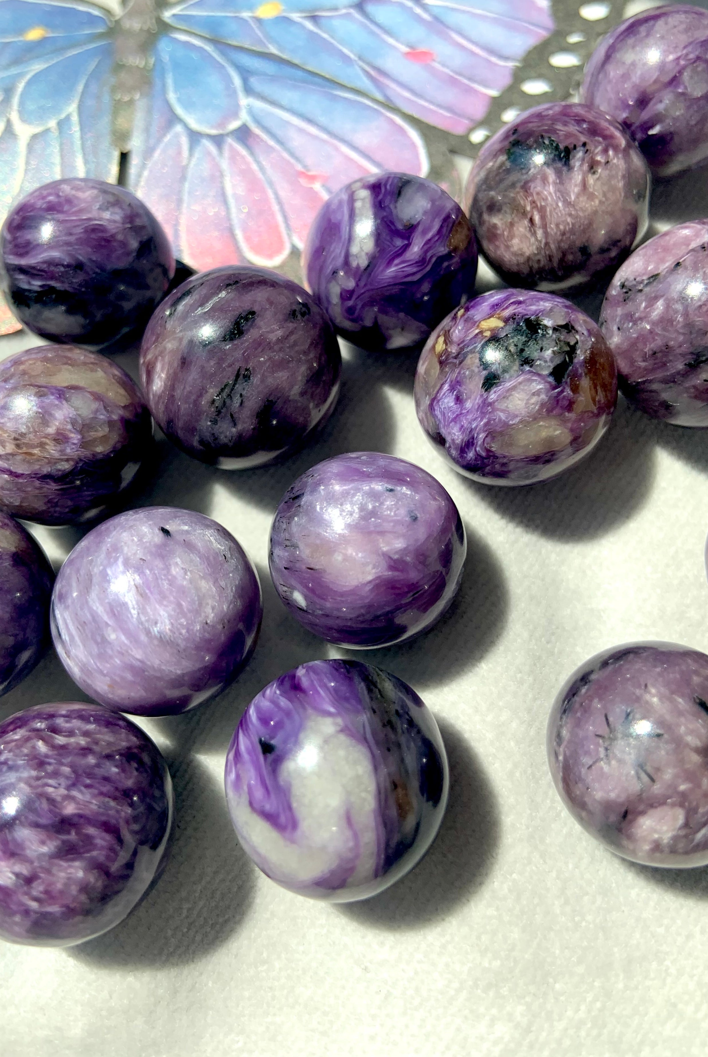 rare mini Russian Charoite spheres
