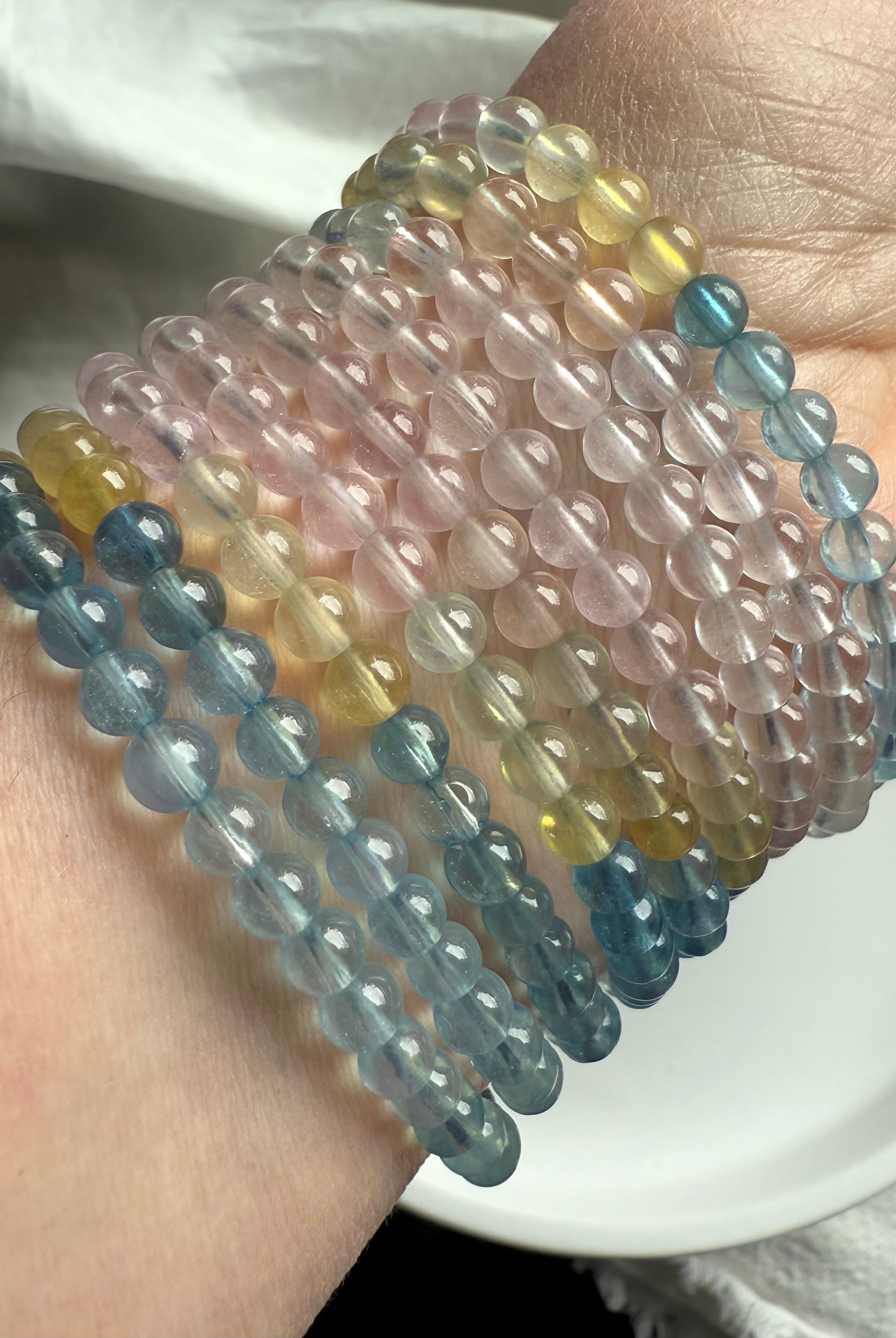 Pastel ombre gem grade Morganite Bracelet to raise your vibration. Morganite a June birthstone.