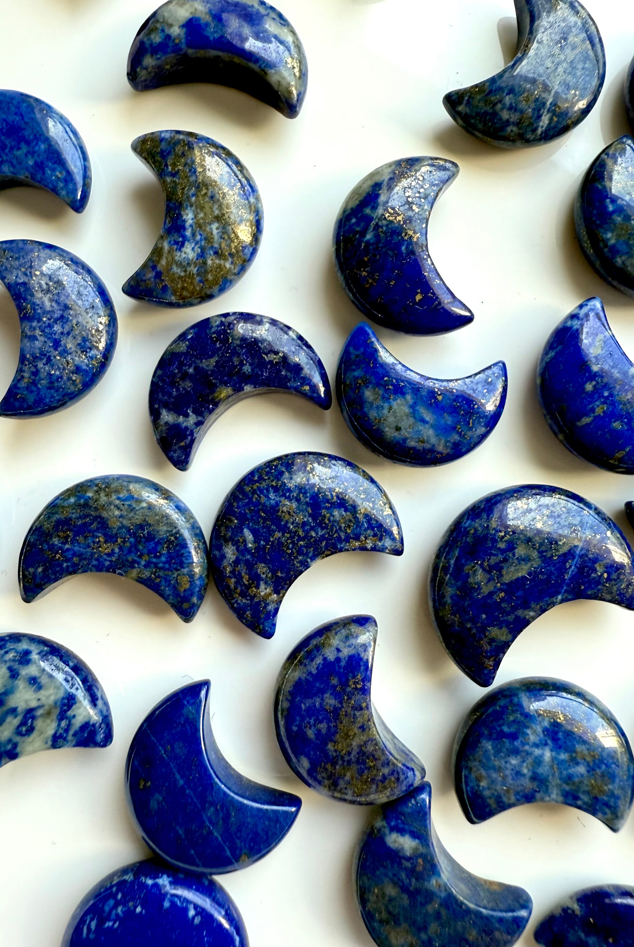 Mini Lapis Lazuli crescent moon crystals for Third Eye Chakra healing