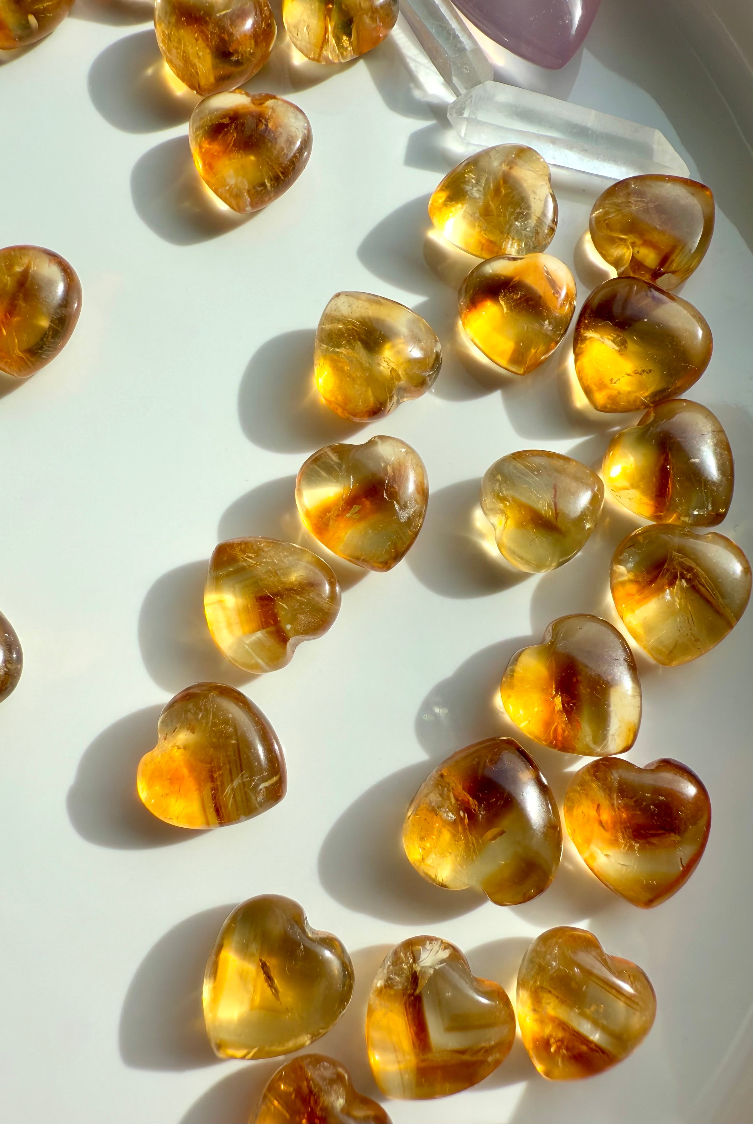 Mini Citrine Hearts uplift the spirit, bringing joyful energy into your life.