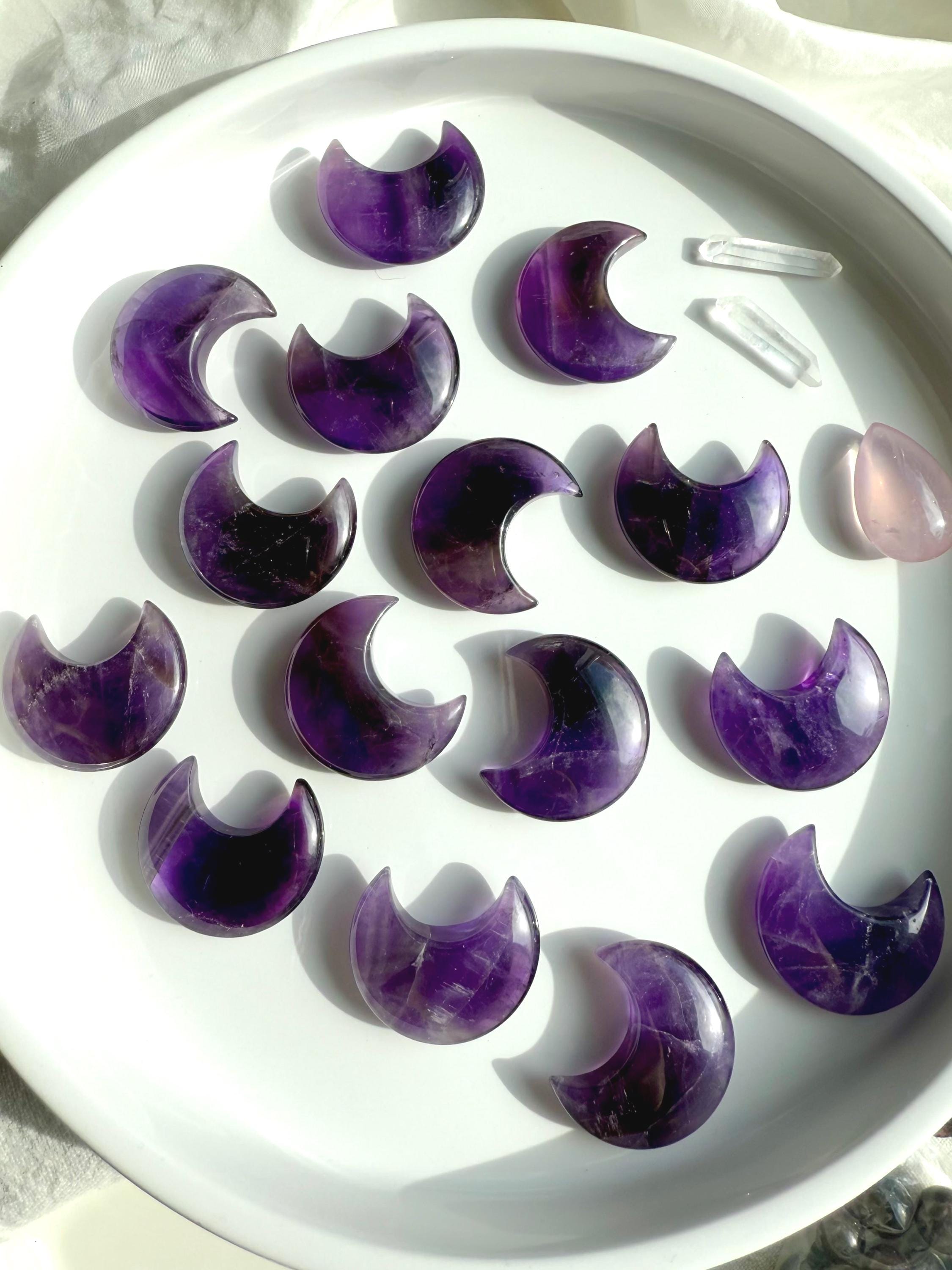 Deep purple Dream Amethyst Moons to promote spiritual growth while shielding you from negative vibes