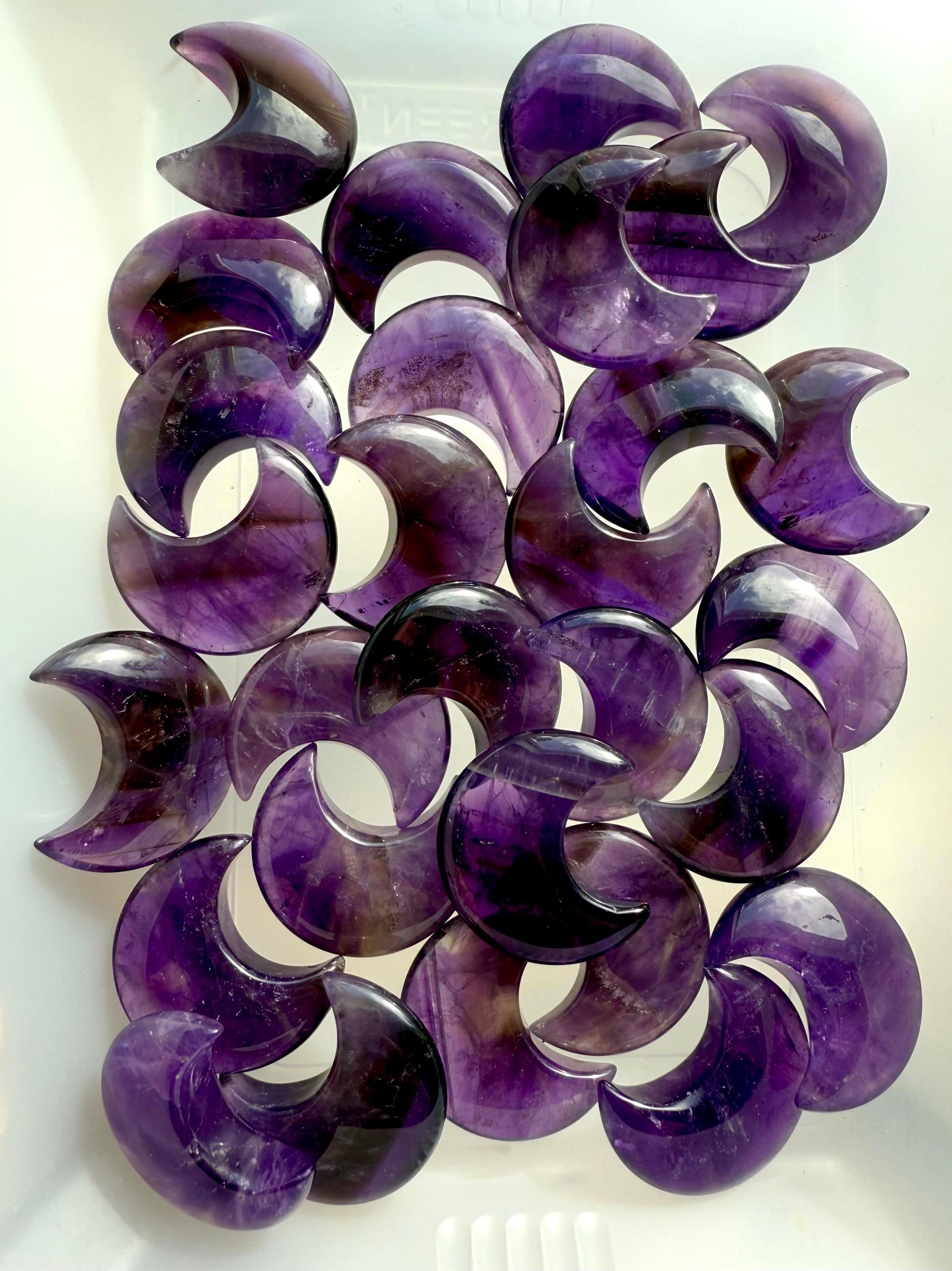 Deep purple Dream Amethyst Moons to promote spiritual growth while shielding you from negative vibes