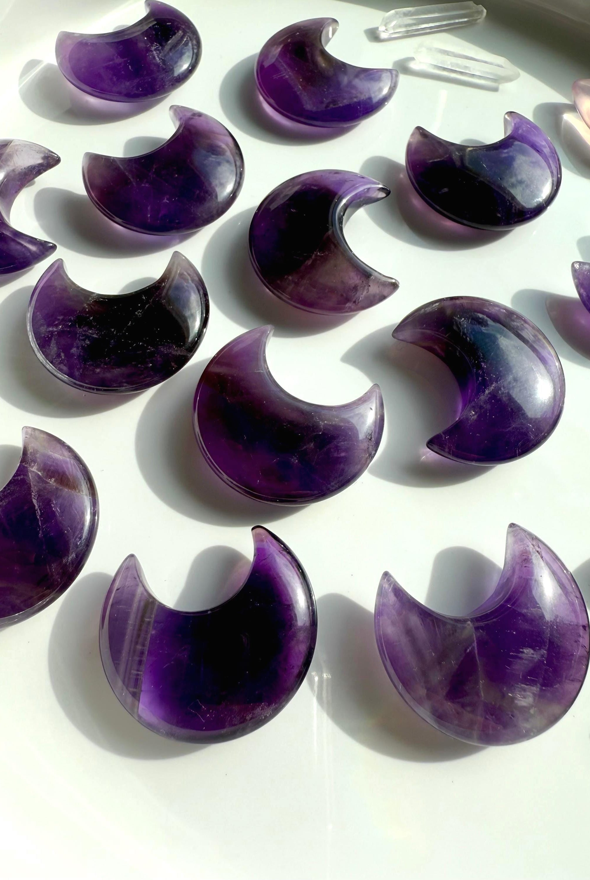 High quality deep purple Dream Amethyst Moons for enhanced intuition + peaceful vibes
