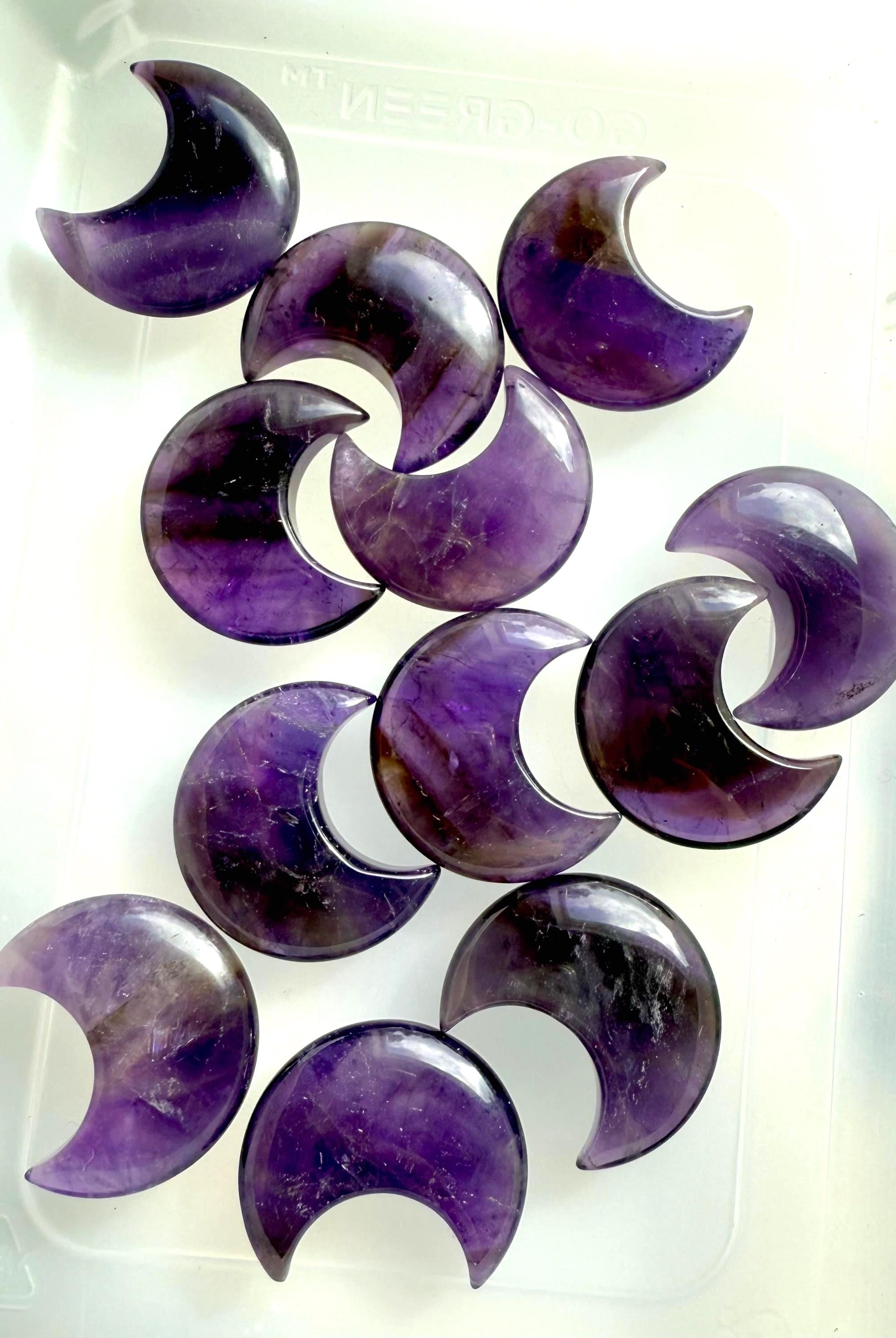 Deep purple Dream Amethyst Moons to promote spiritual growth while shielding you from negative vibes
