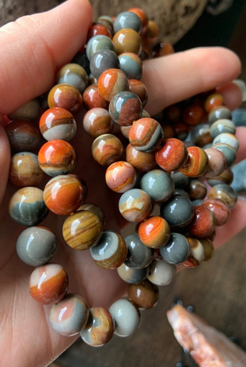 Wear your Polychrome Jasper bracelets to connect with Mama Gaia + embody your higher self.