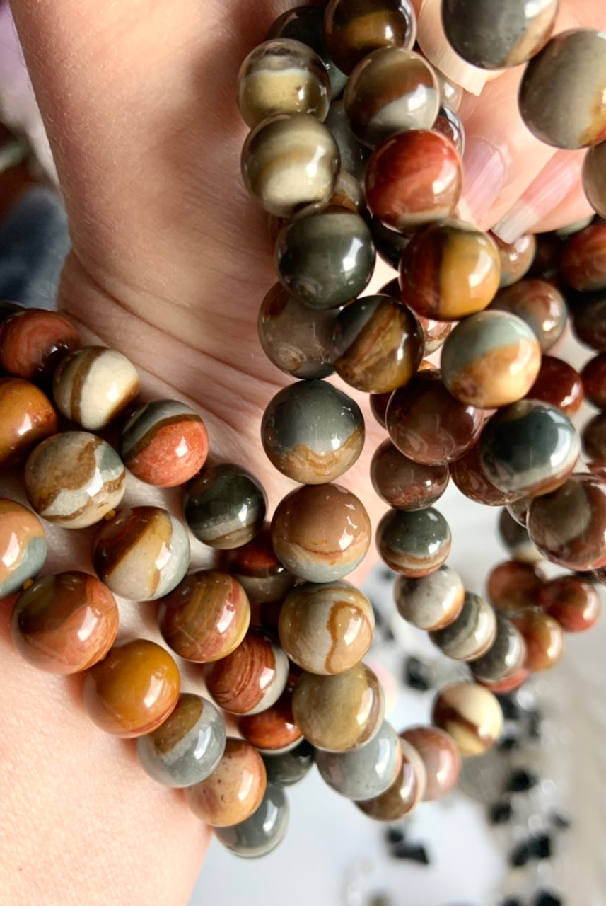 Polychrome Jasper bracelets made from colorful high quality beads with beautiful patterns