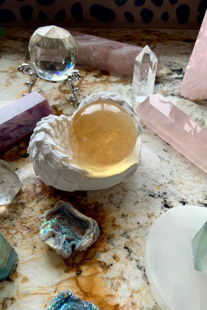 SELENITE ANGEL WING BOWL, Selenite Wing Bowl, Selenite Heart Bowl, Crystal Offering Bowl