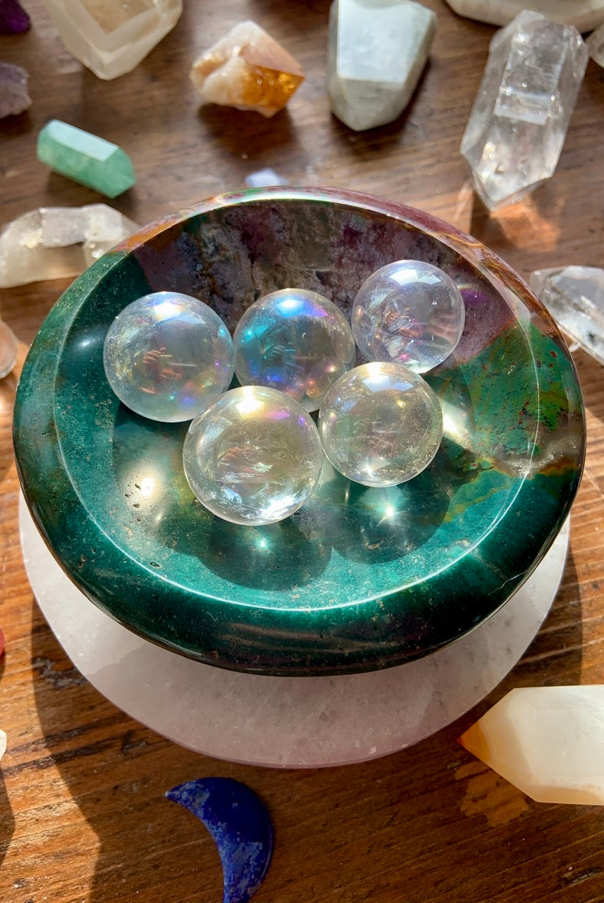 Mini Angel Aura Quartz Sphere, Angelic Crystals by Wild Mountain Crystals in Mt Shasta