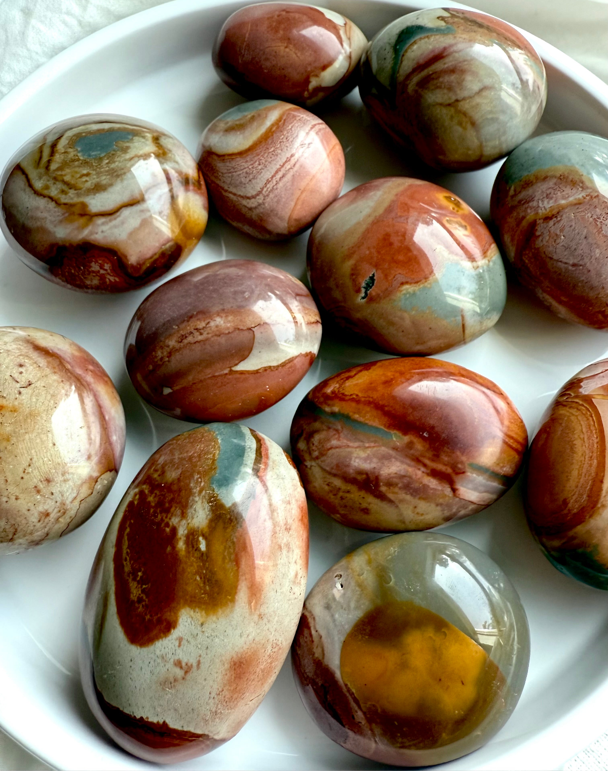 Polychrome Jasper palm stones with natural earth-tone patterns – Desert Jasper healing crystals