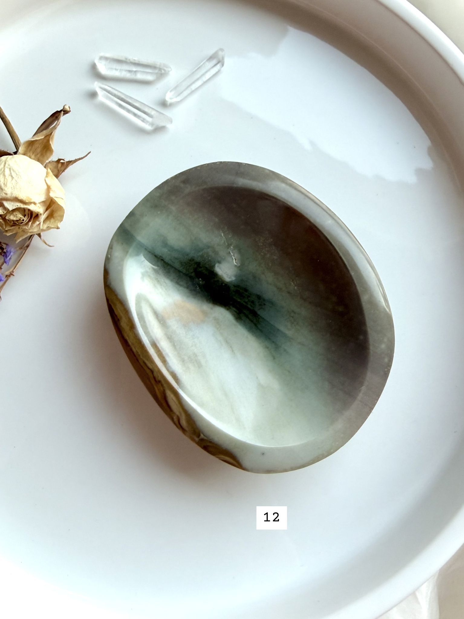 polychrome jasper crystal bowl # 12 earthy jasper stone dish for crystal charging and display