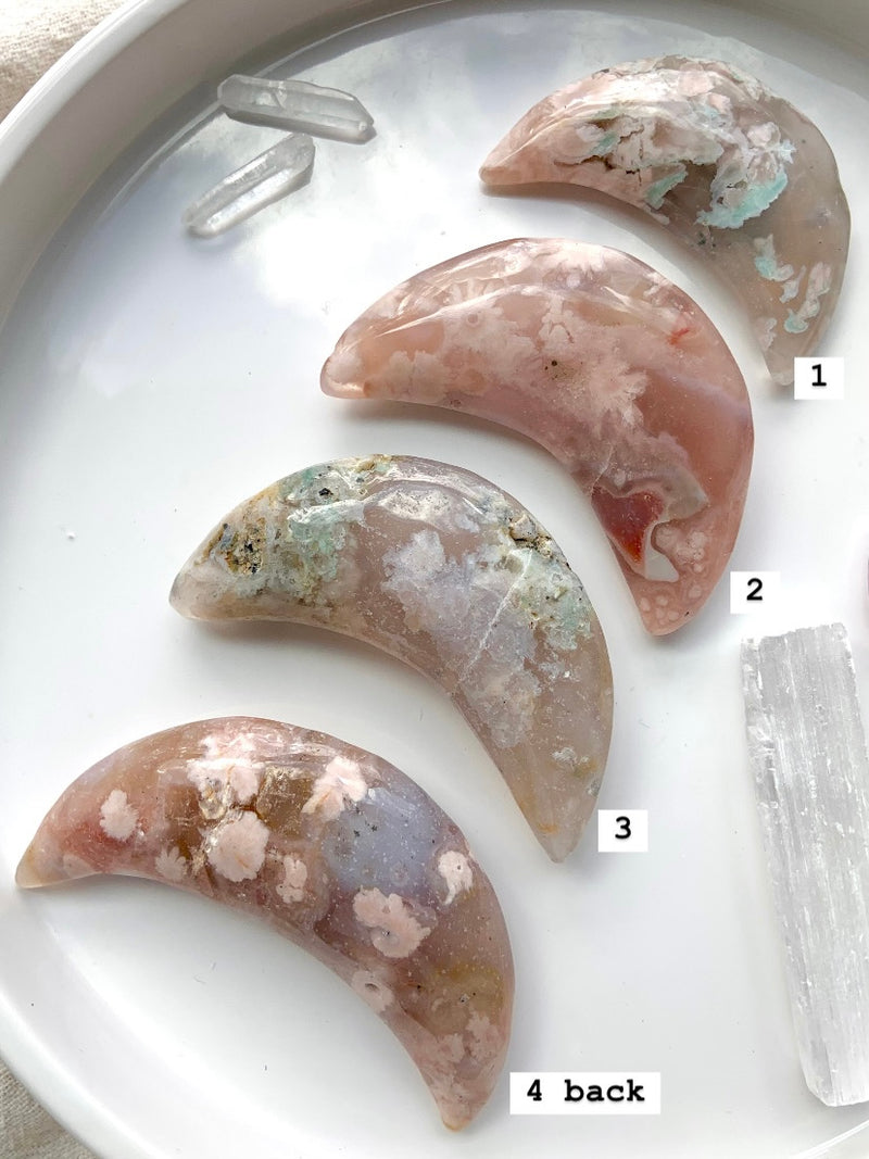 Big Flower Agate Crescent Moons