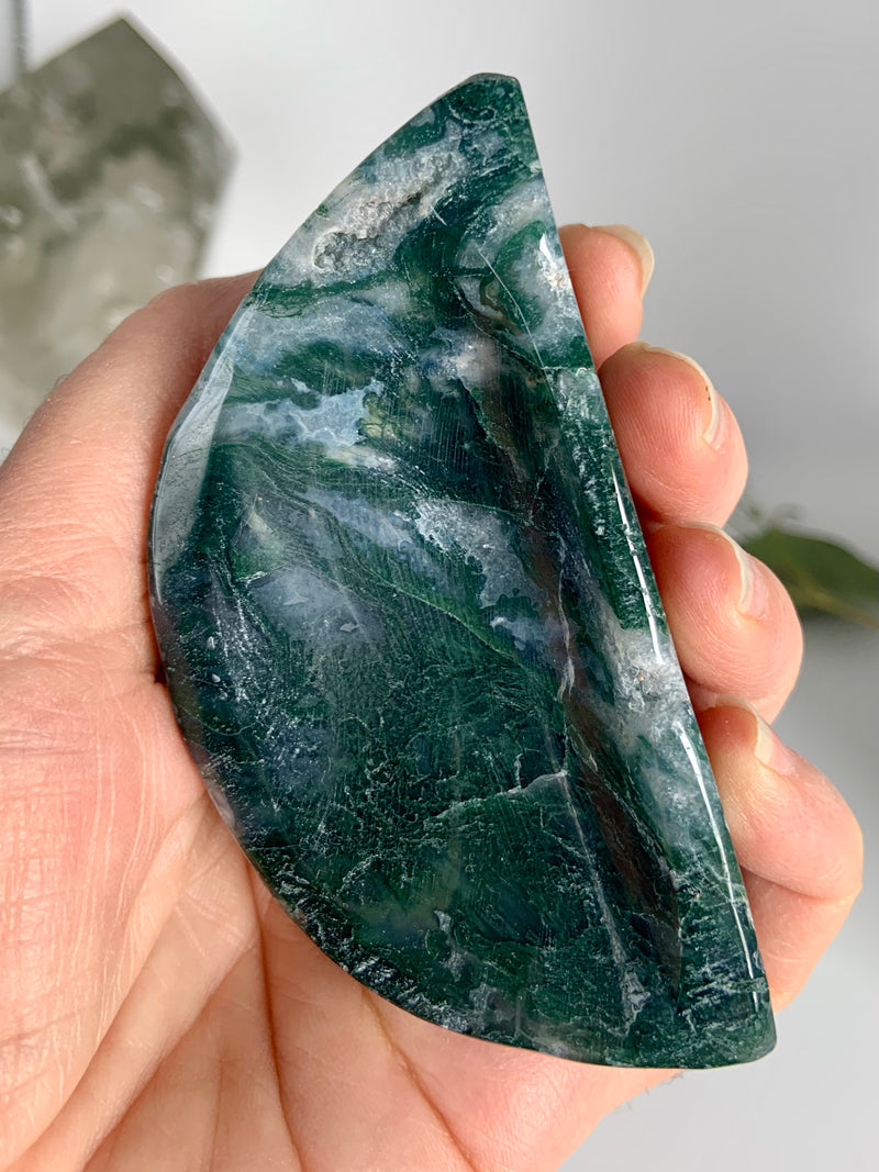 Moss Agate Moon Bowl