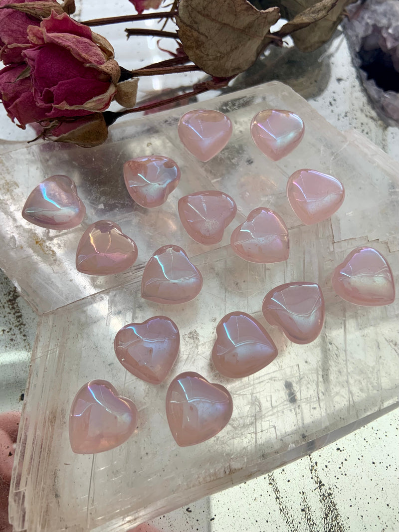 Angel Aura Rose Quartz Hearts