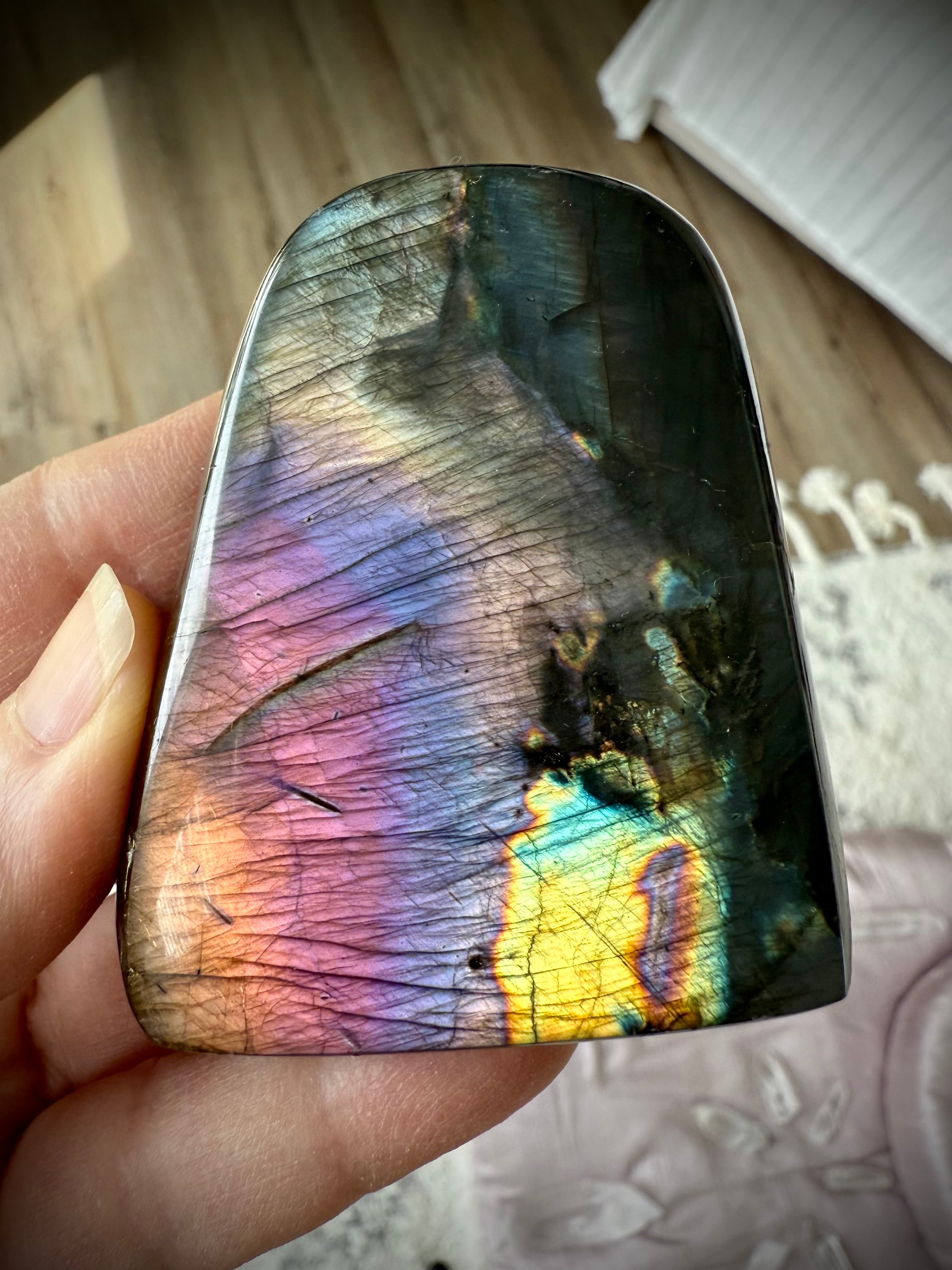 Add this rare sunset Labradorite freeform for your crystal collection