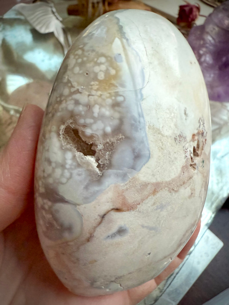 Orbicular Ocean Jasper Freeform with Druzy