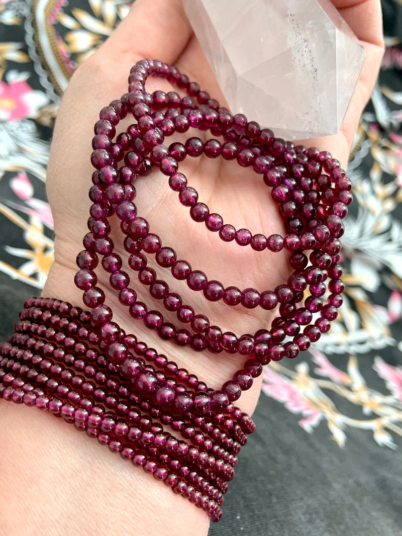 Small Bead Garnet Stacking Bracelets + Necklace