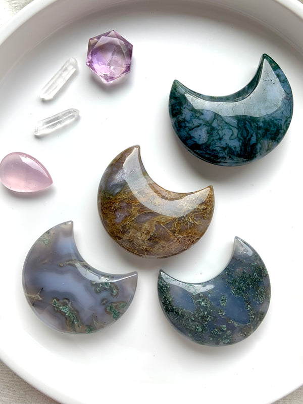 Chunky Moss Agate Moons