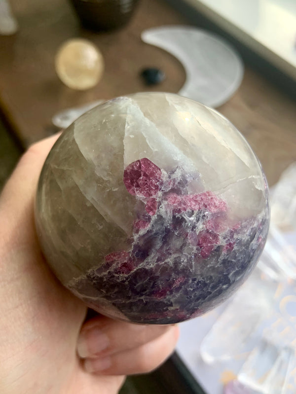 Unicorn Stone Pegmatite Sphere + Holder