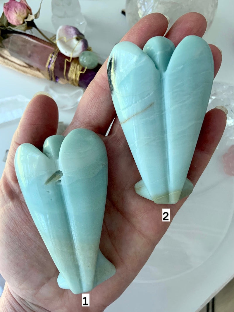 Sky Blue Amazonite Angel Carvings